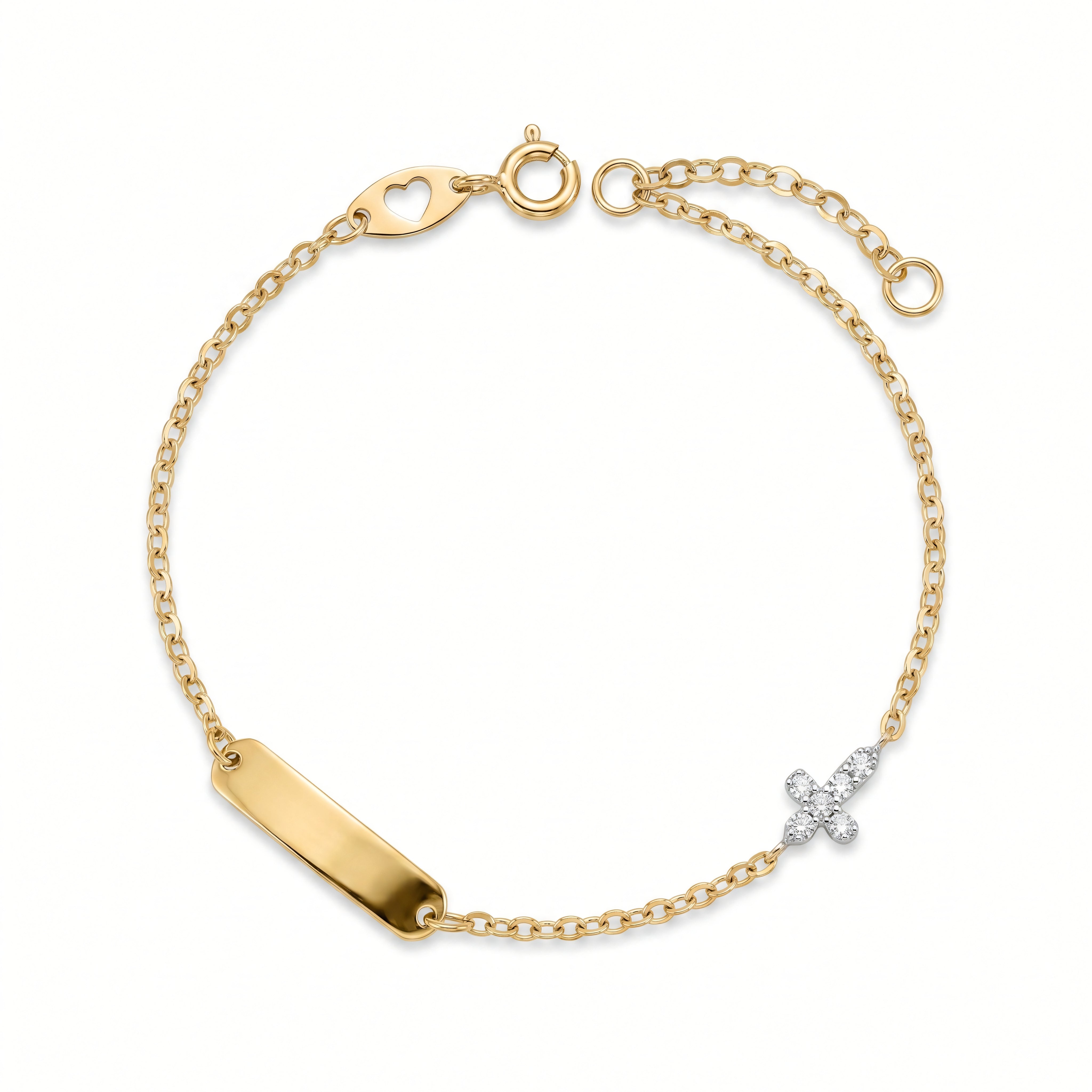Kinderarmband 585 Gelbgold Kreuz mit Zirkonia – Splendido – product photo