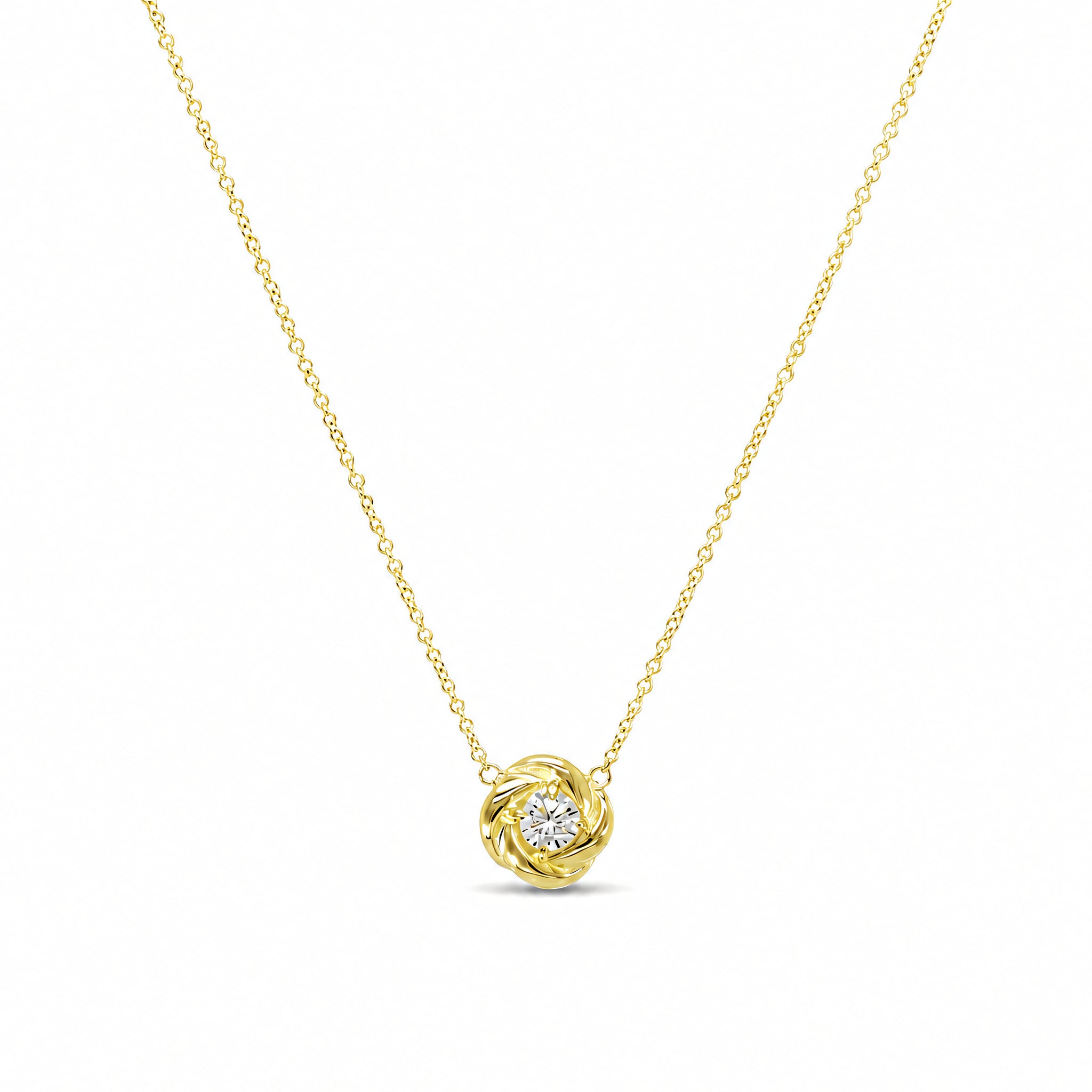 Halskette 585 Gelbgold Zirkonia offener Tropfenanhänger – Splendido – foto producto