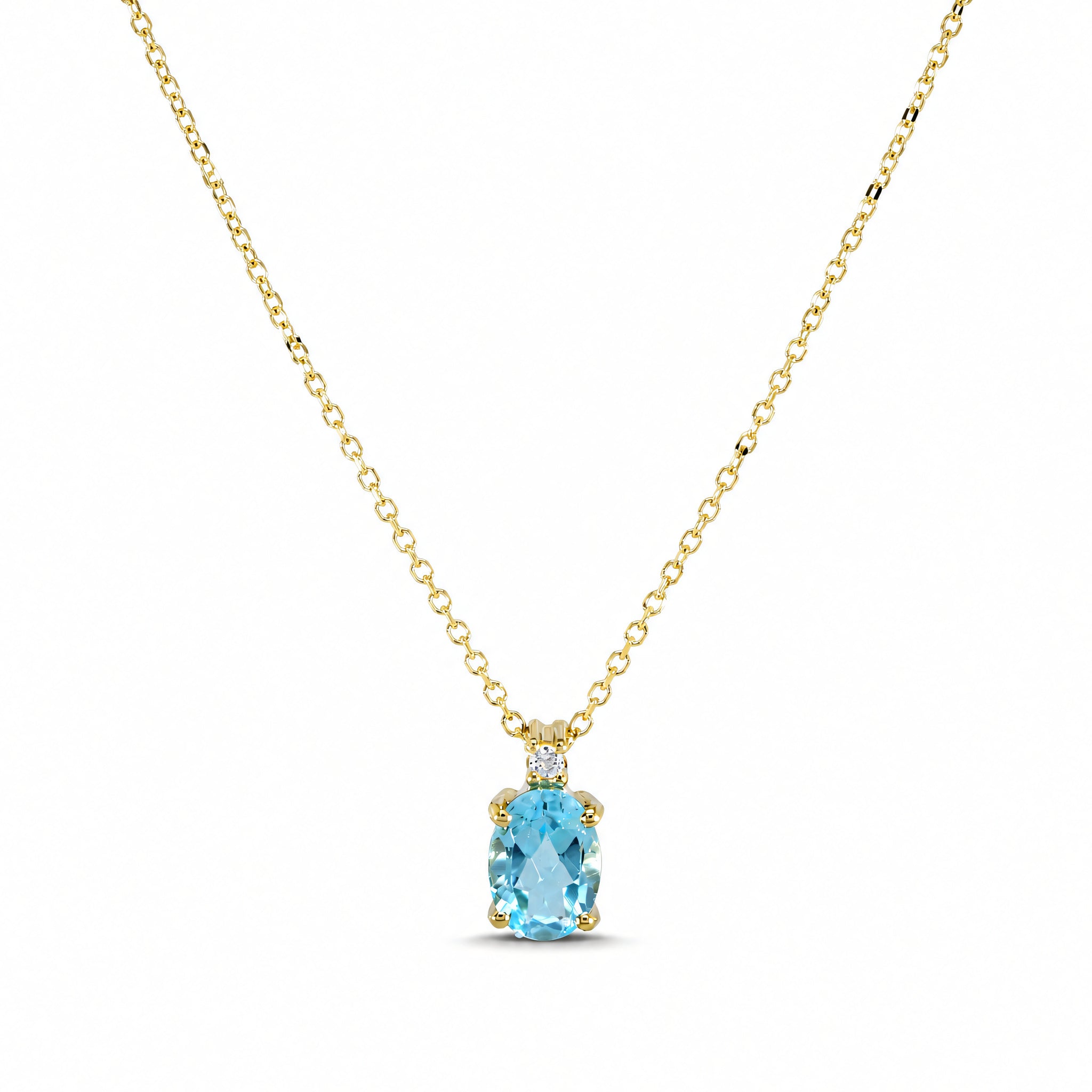 Collier 585 Gelbgold Topas-Anhänger mit Zirkonia – Splendido – foto producto