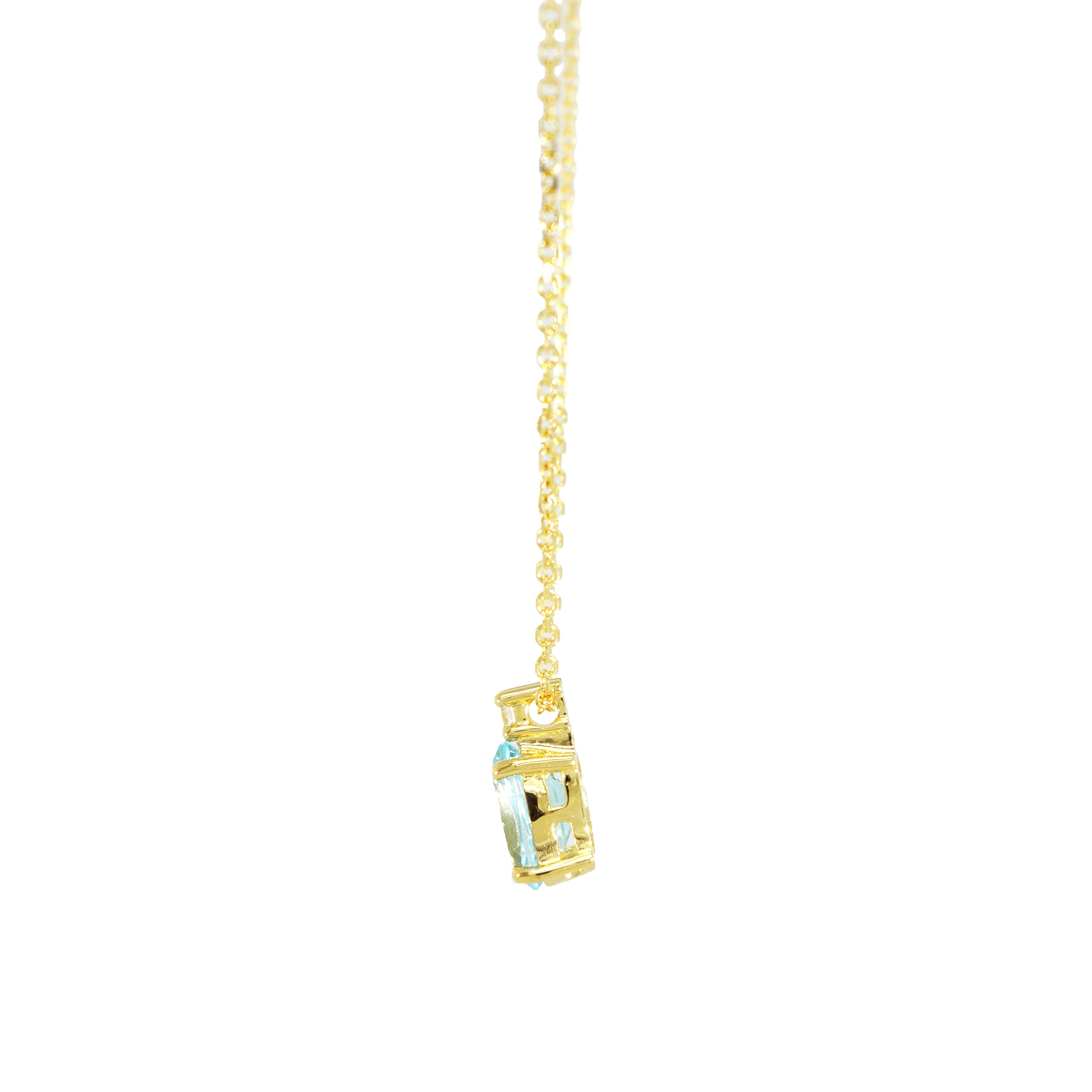 Collier 585 Gelbgold Topas-Anhänger mit Zirkonia – Splendido – macro detail