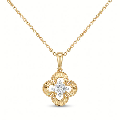 Collier 585 Gelbgold 3D-Anhänger mit Brillant 0,09 ct | Splendido Schmuck