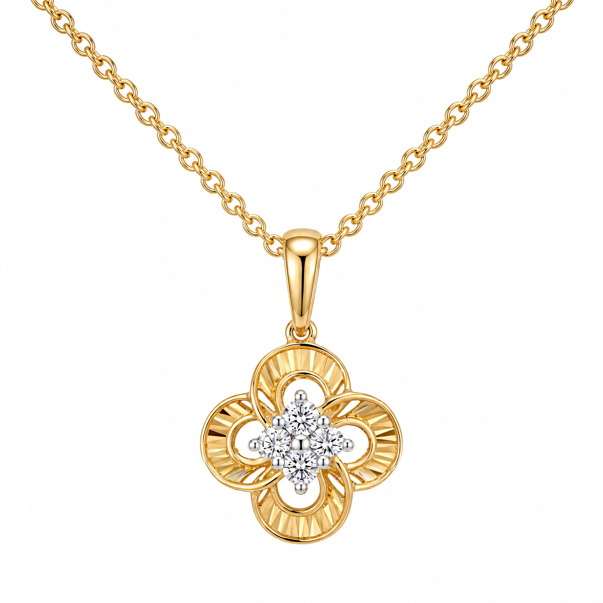 Collier 585 Gelbgold 3D-Anhänger mit Brillant 0,09 ct | Splendido Schmuck