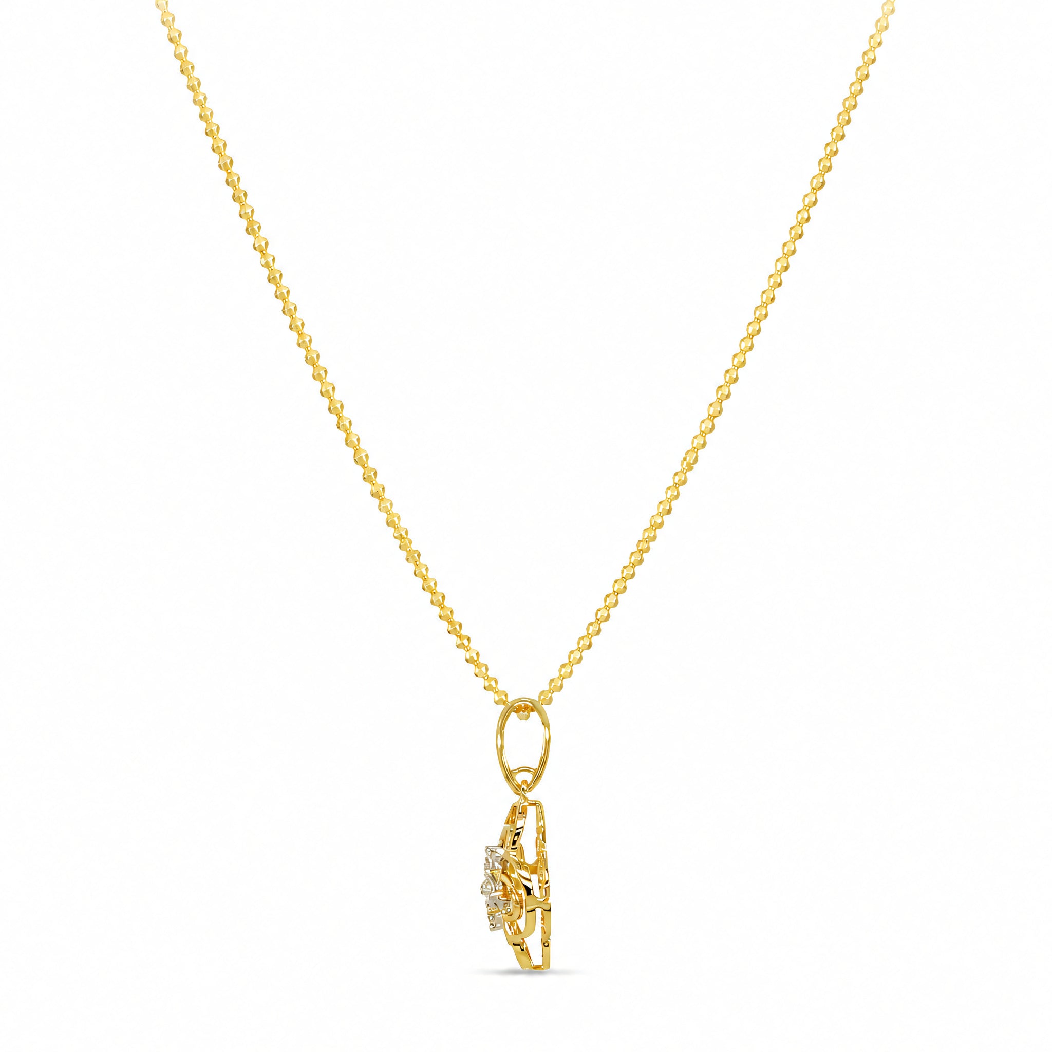 Collier 585 Gelbgold 3D-Anhänger mit Brillant 0,09 ct | Splendido Schmuck