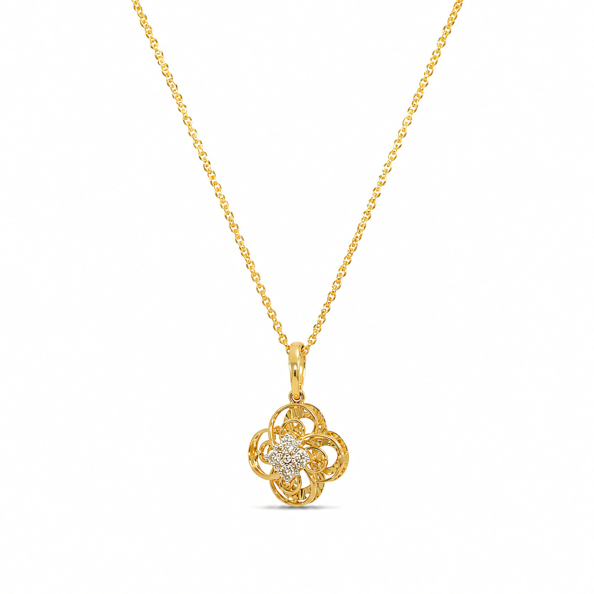 Collier 585 Gelbgold 3D-Anhänger mit Brillant 0,09 ct | Splendido Schmuck