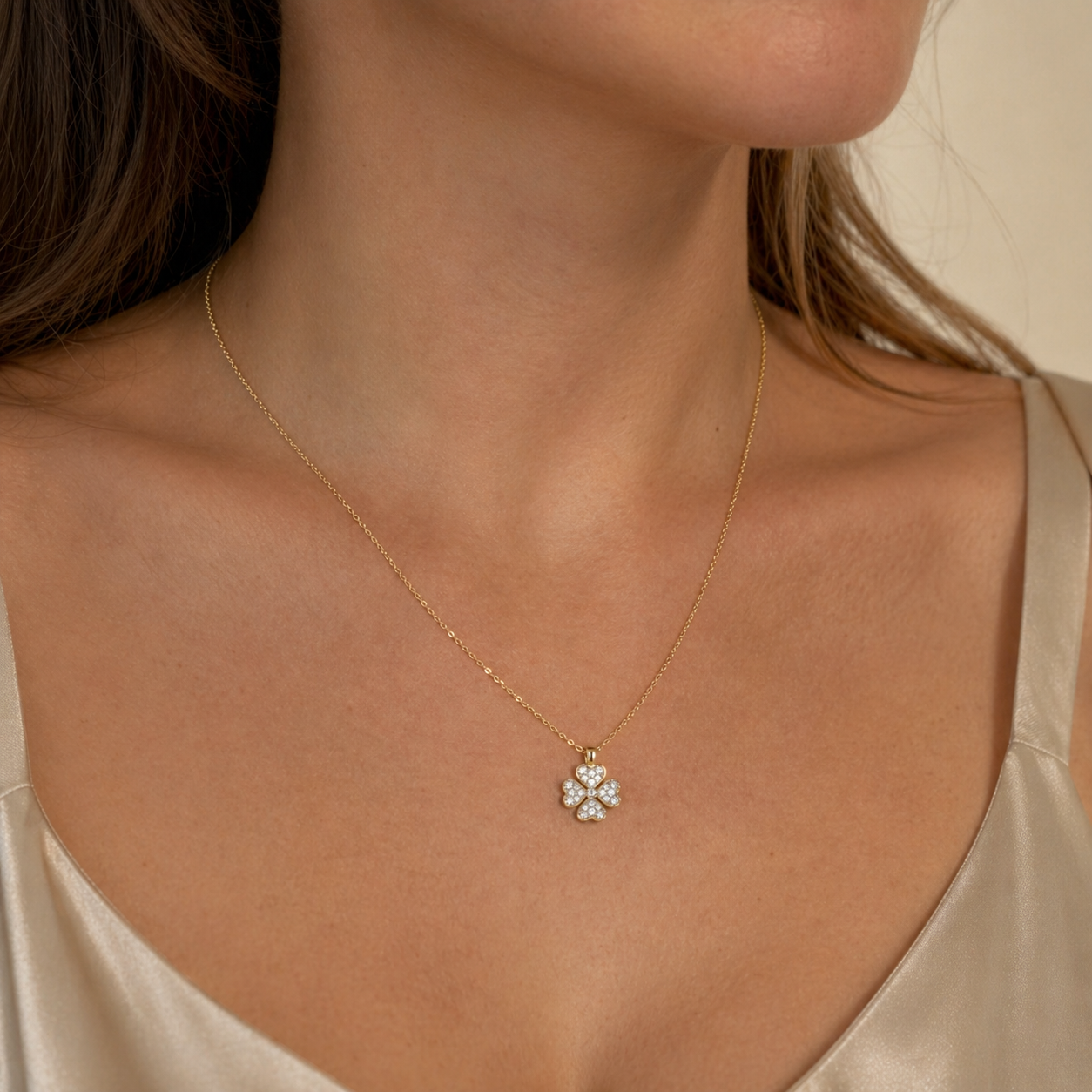 Halskette 585 Gelbgold Brillant-Blüte 0,37 ct | Splendido Schmuck