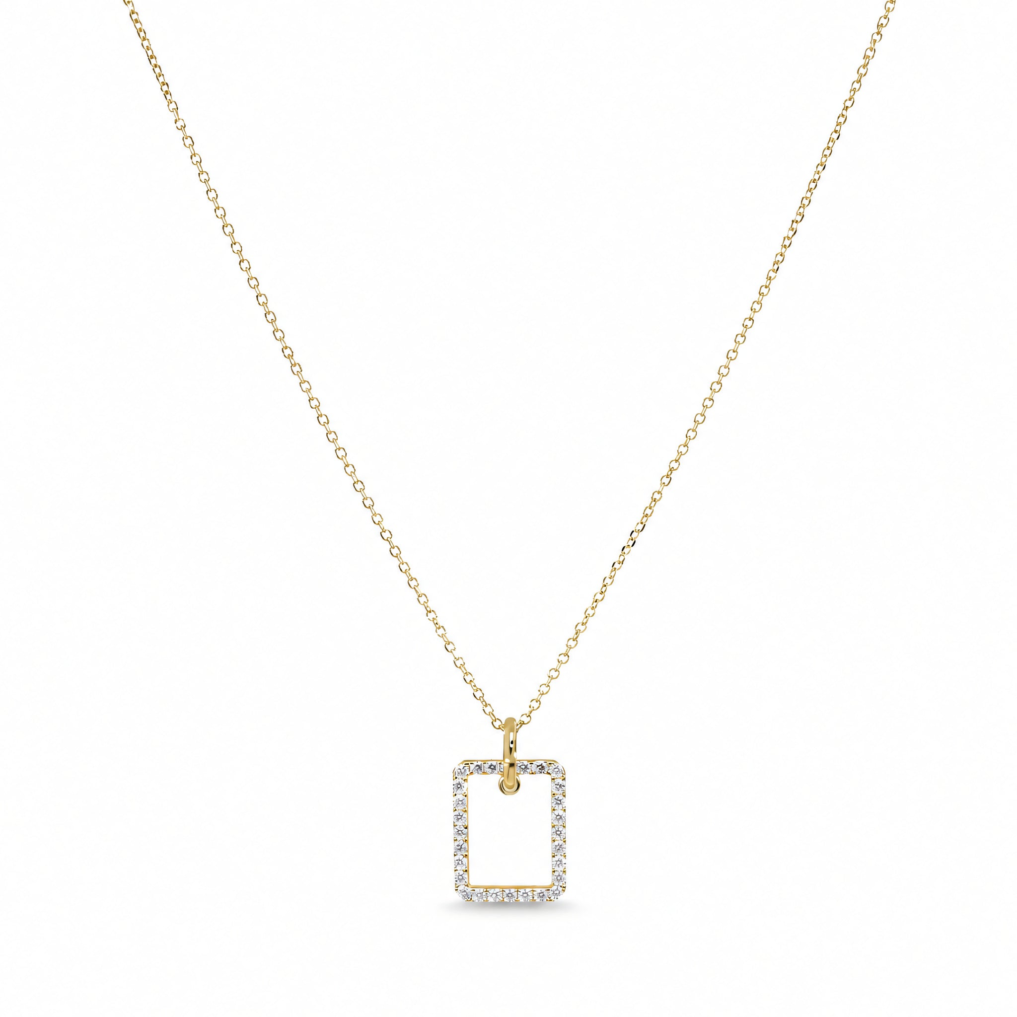 Halskette 585 Gelbgold Zirkonia Rechteck-Anhänger | Splendido Schmuck
