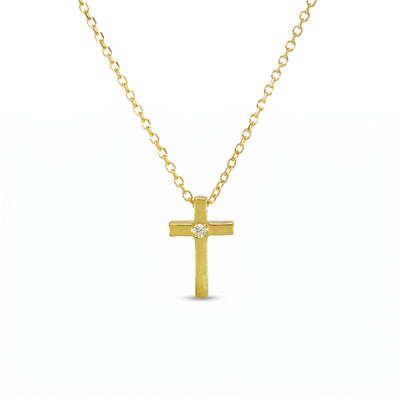 Collier 585 Gelbgold Kreuz Brillant 0,01 ct – Splendido – product photo