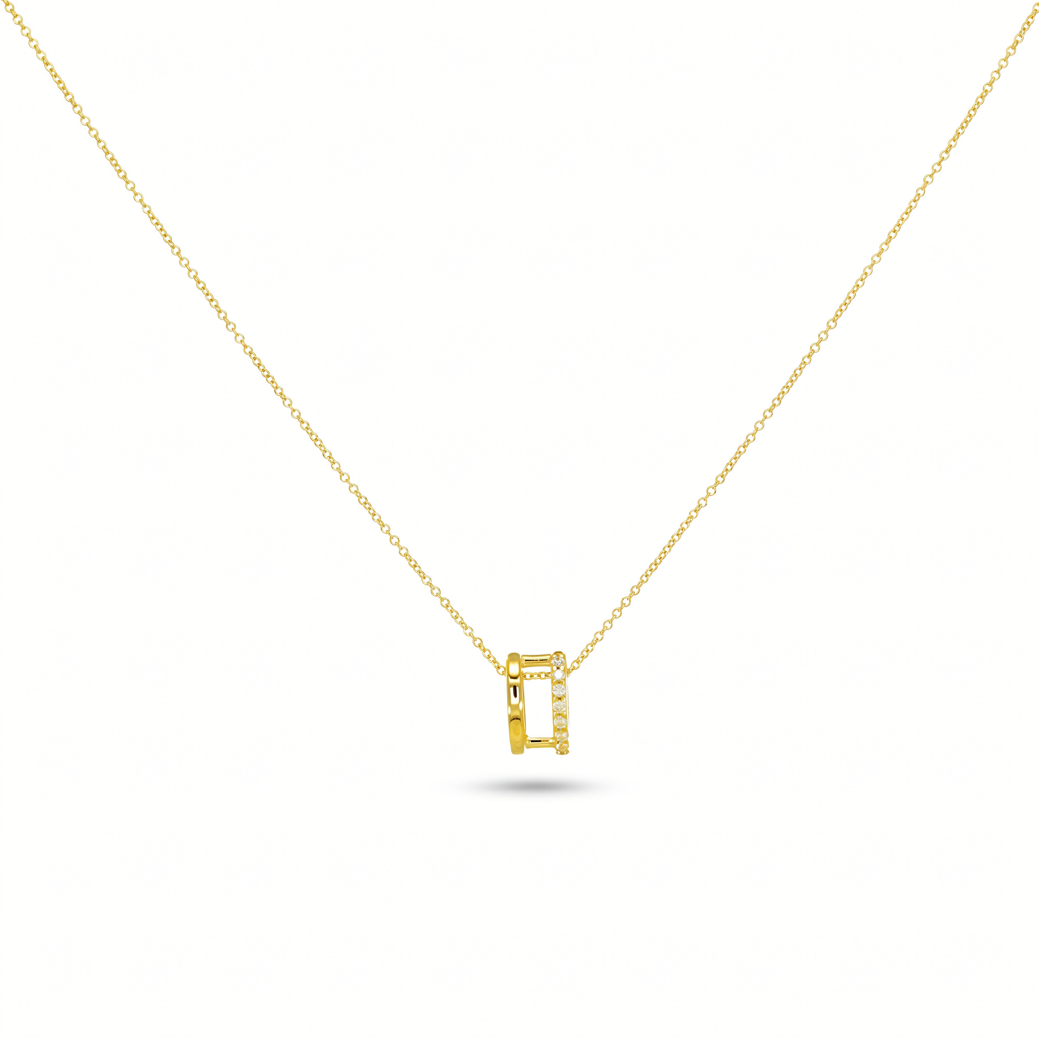 Halskette 585 Gelbgold Zirkonia Doppelter Halbkreis – Splendido – product photo