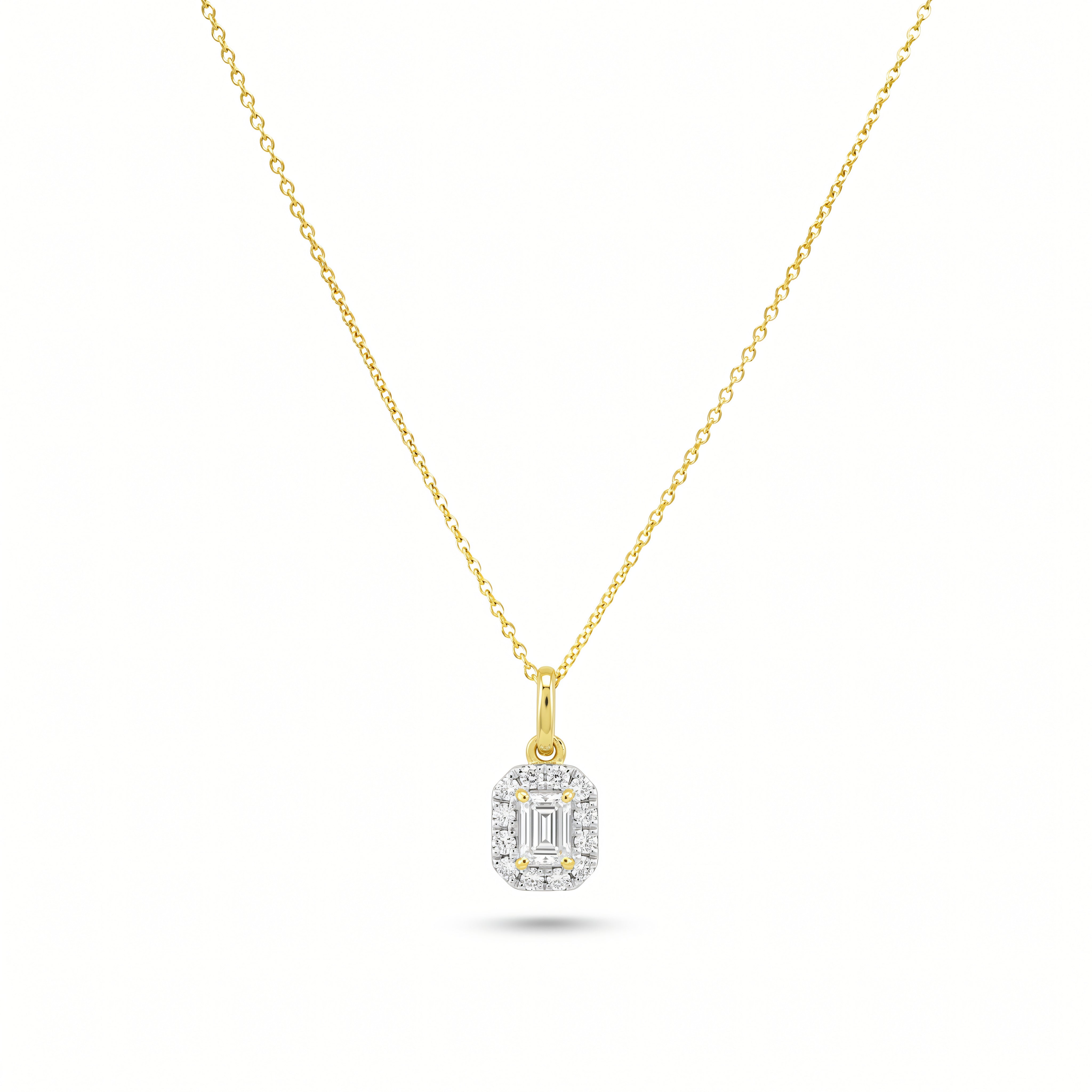 Collier 585 Gelbgold Brillant Emerald-Cut Pavé – Splendido – zdjęcie produktu