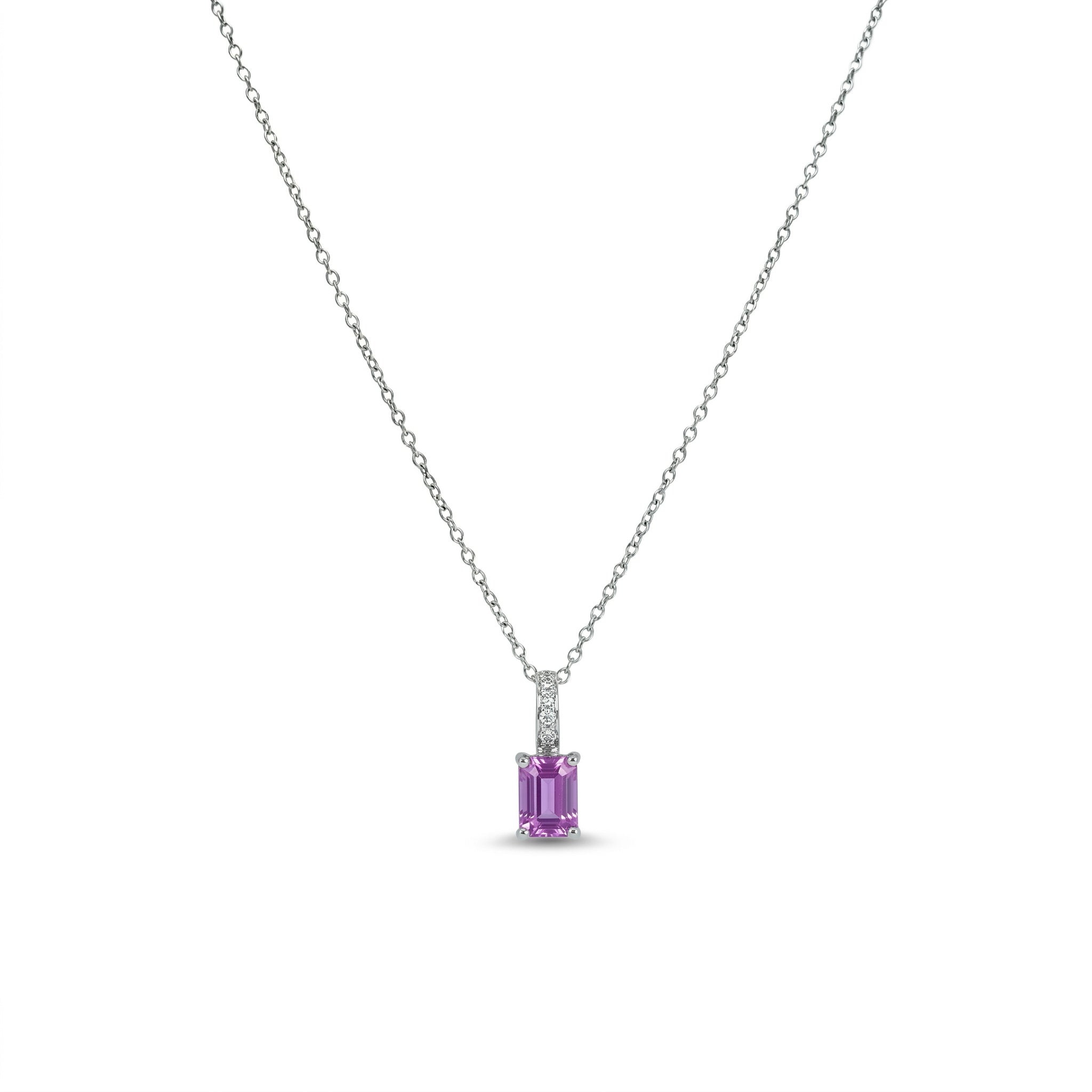 Halskette 585 Weißgold Saphir pink Brillant – Splendido – zdjęcie produktu