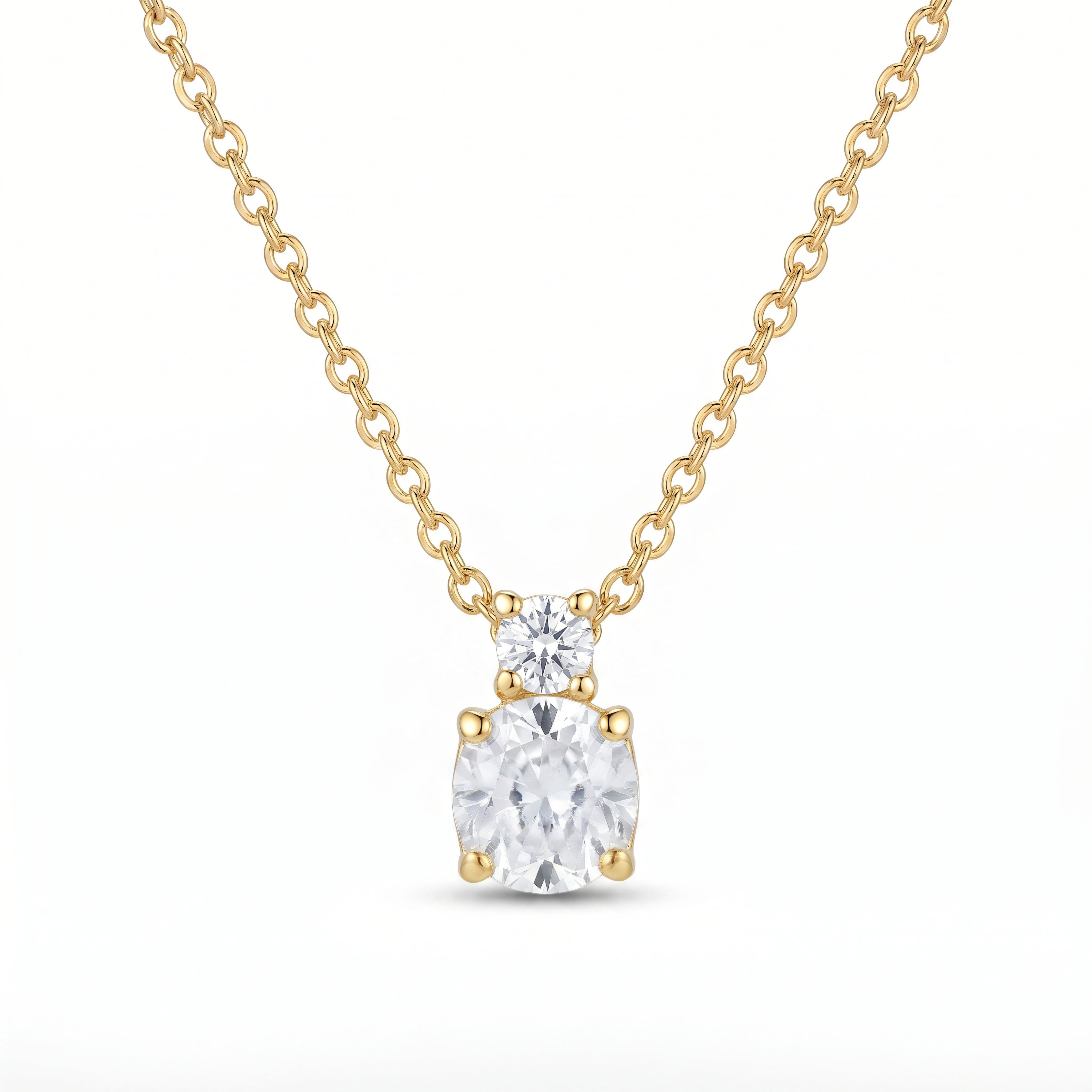 Collier 585 Gelbgold Zirkonia-Anhänger in 4-Krappen-Fassung | Splendido Schmuck
