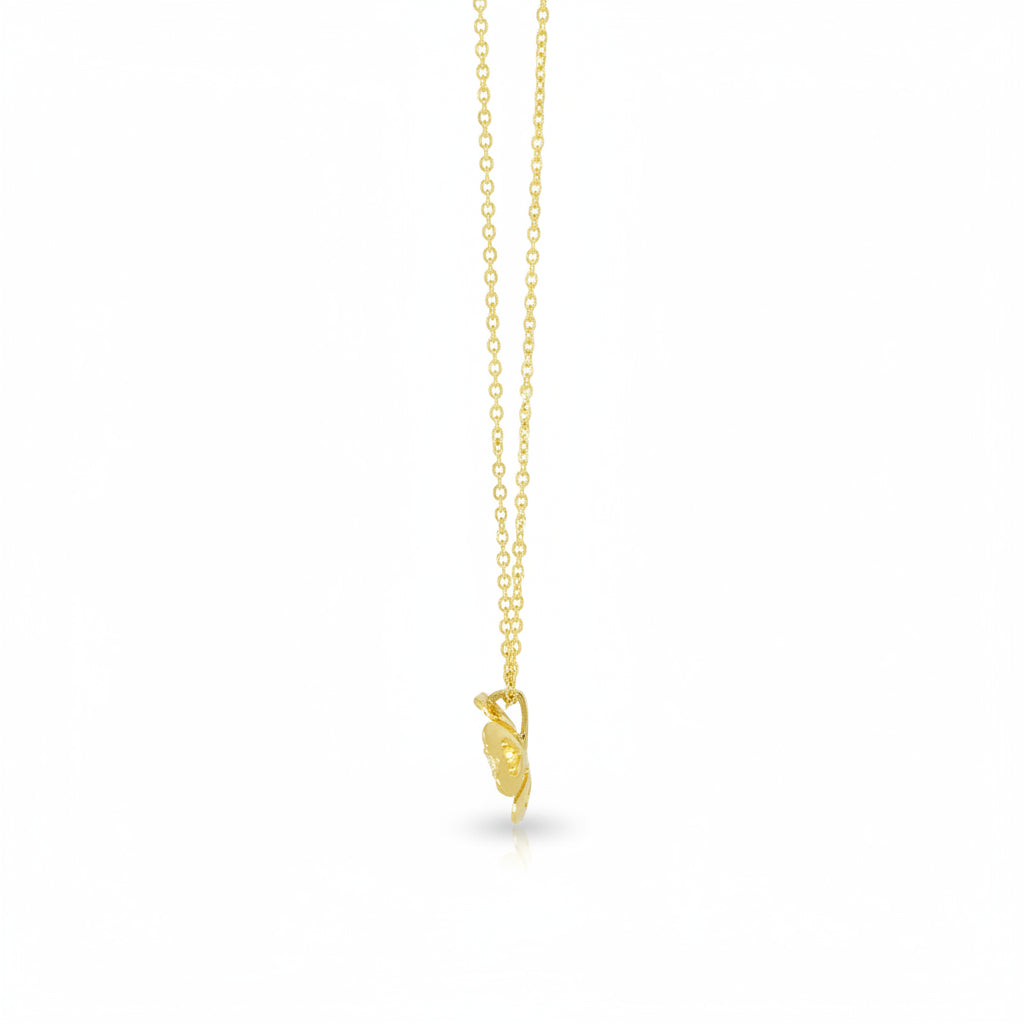 Collier 585 Gelbgold Blüten-Anhänger mit Zirkonia – Splendido – szczegół makro