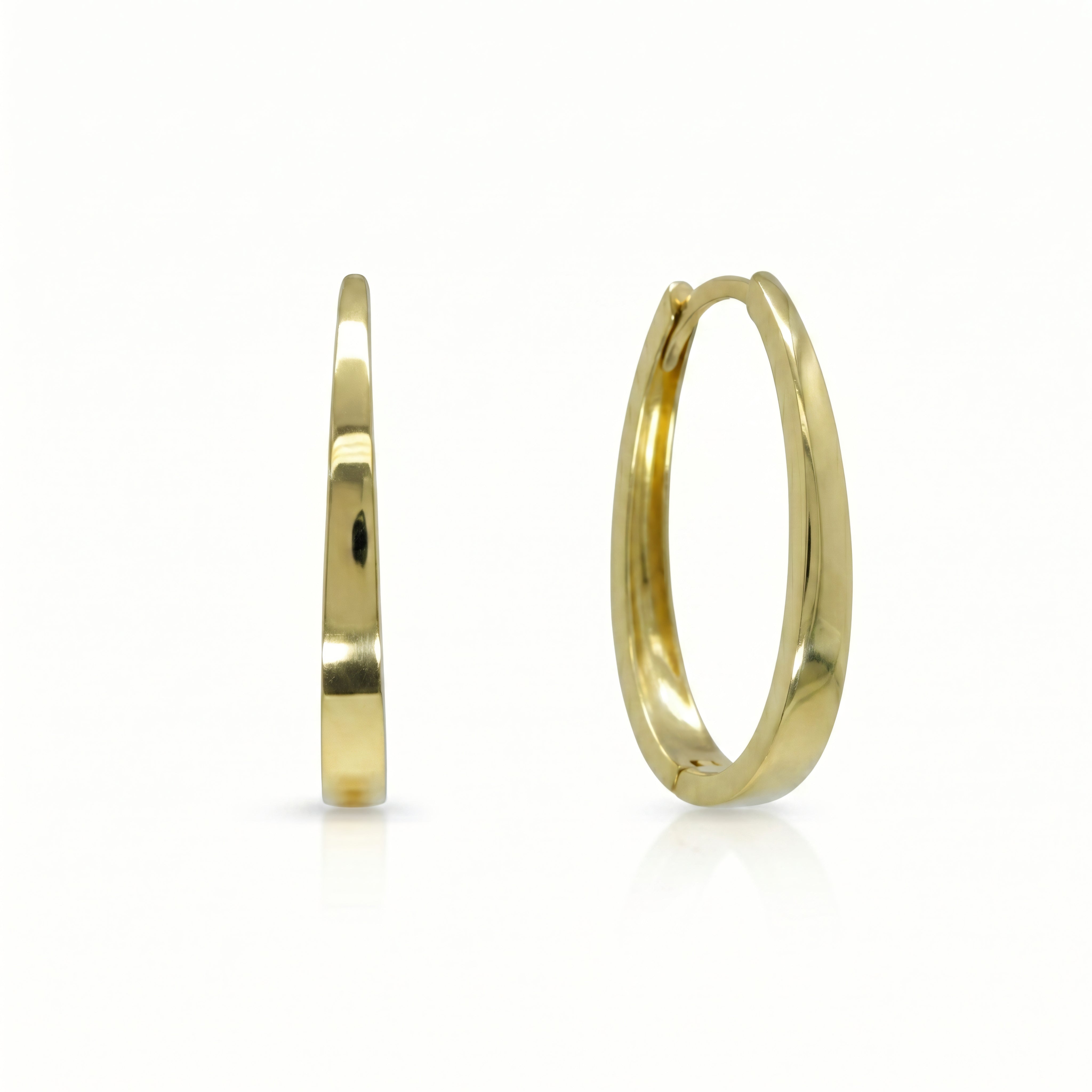 Ohrringe 585 Gelbgold Creolen oval massiv – Splendido – photo produit