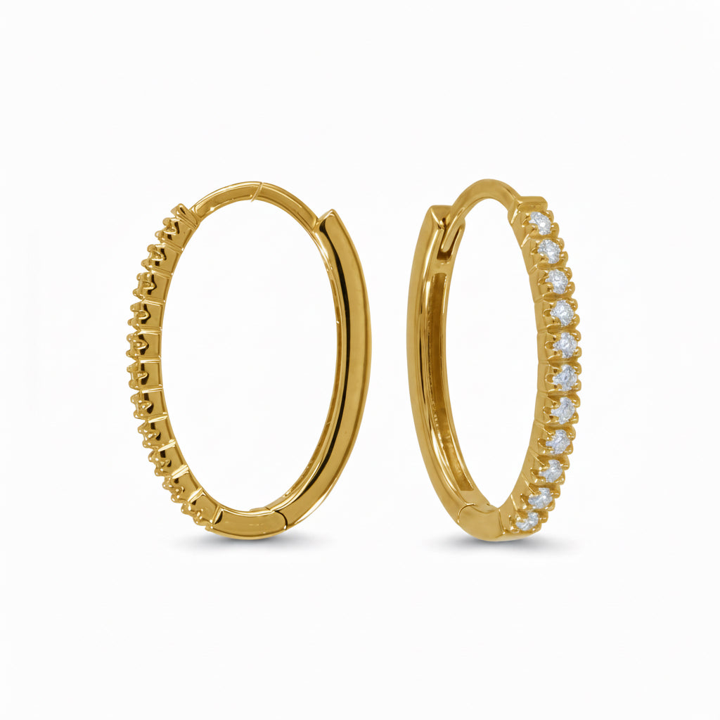Creolen 585 Gelbgold Brillantenreihe 0,22 ct Klappverschluss – Splendido – product photo