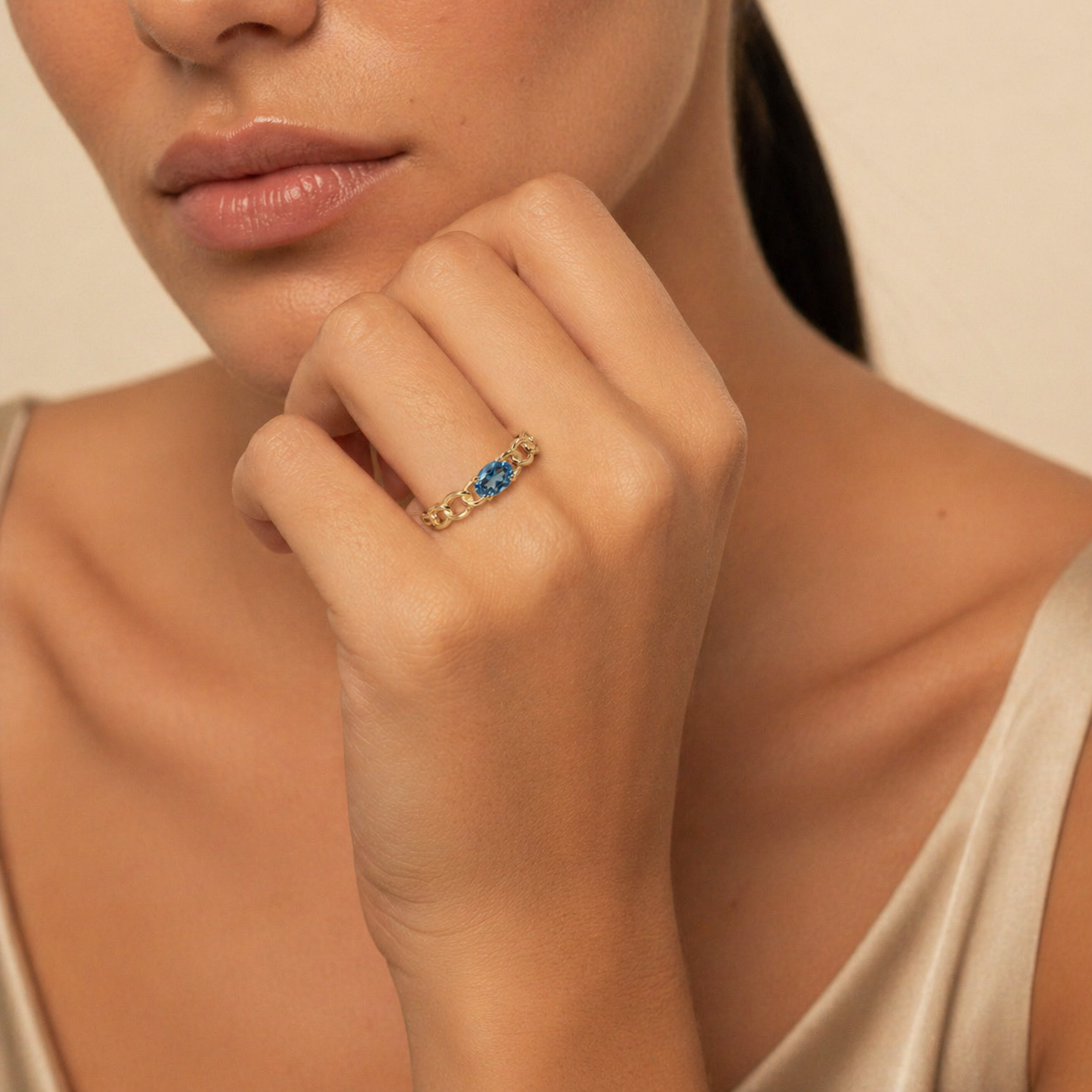 Ring 585 Gelbgold Amethyst Kettenglieder-Design | Splendido Schmuck