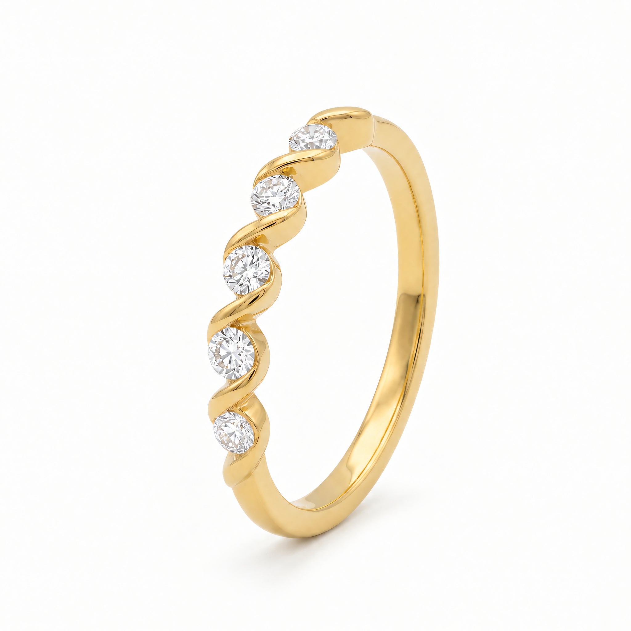 Ring 585 Gold Brillanten 0,10 ct gedrehte Linie – Splendido – zdjęcie produktu