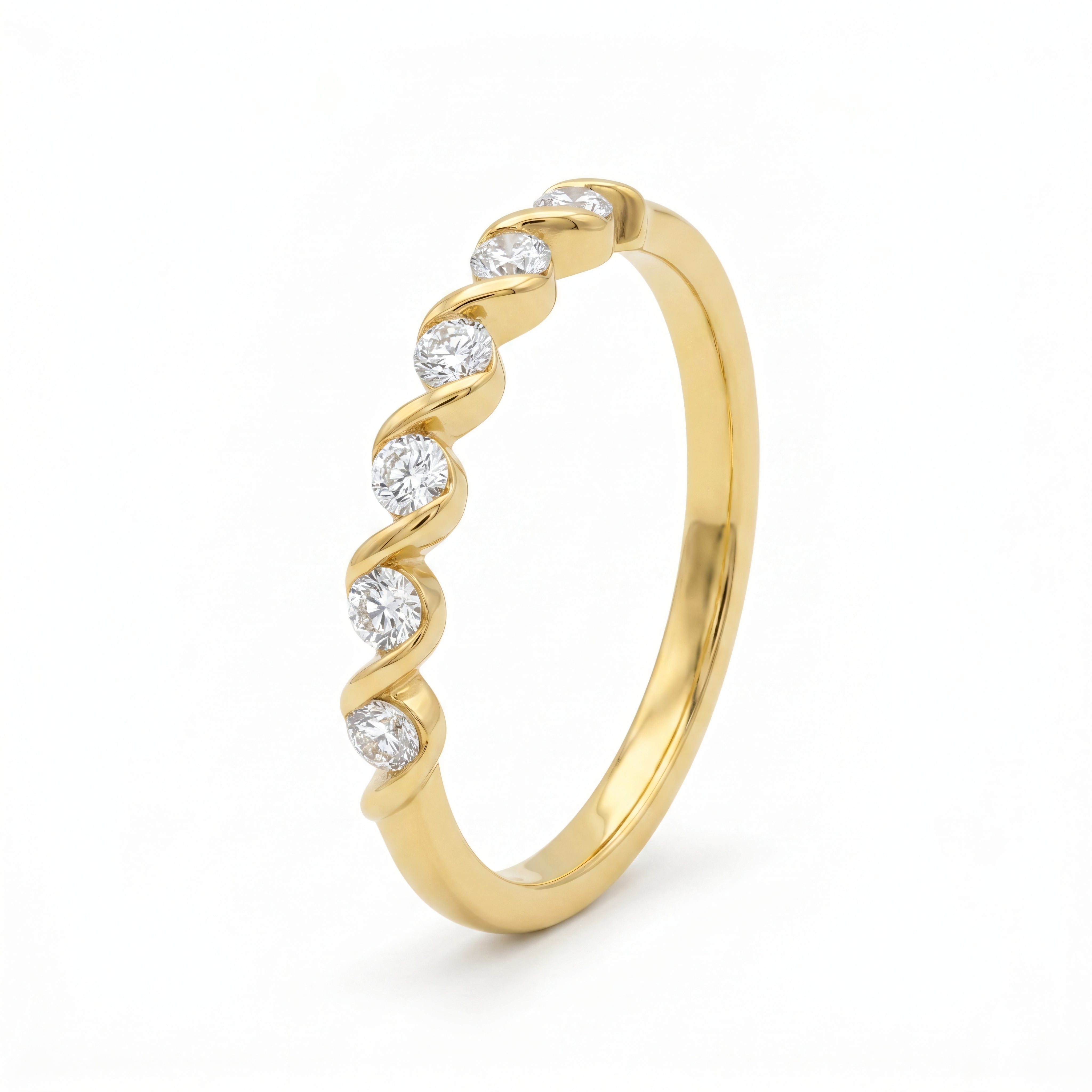 Ring 585 Gold Brillanten 0,10 ct gedrehte Linie – Splendido – photo produit