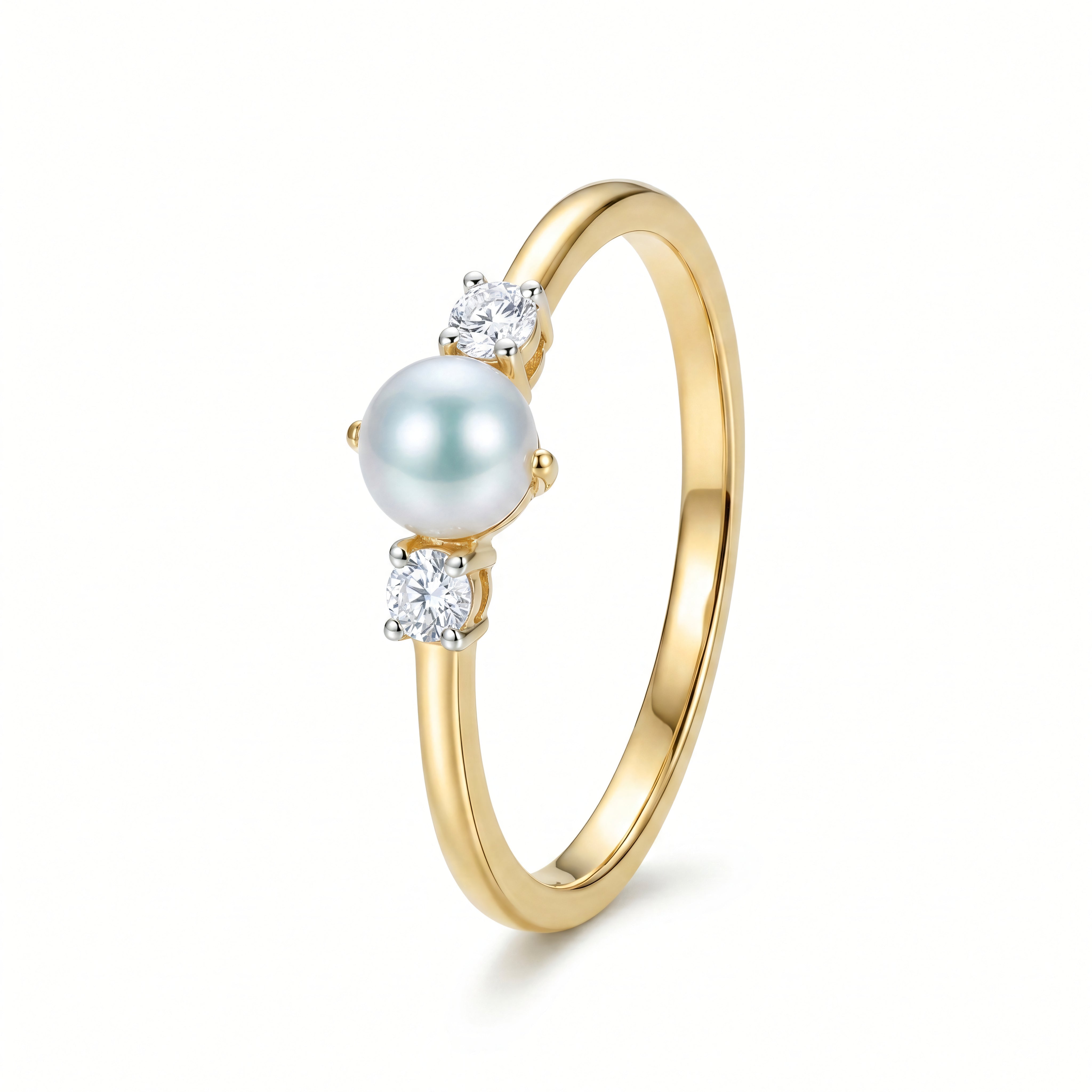 Ring 585 Gelbgold Perle mit Zirkonia – Splendido – product photo