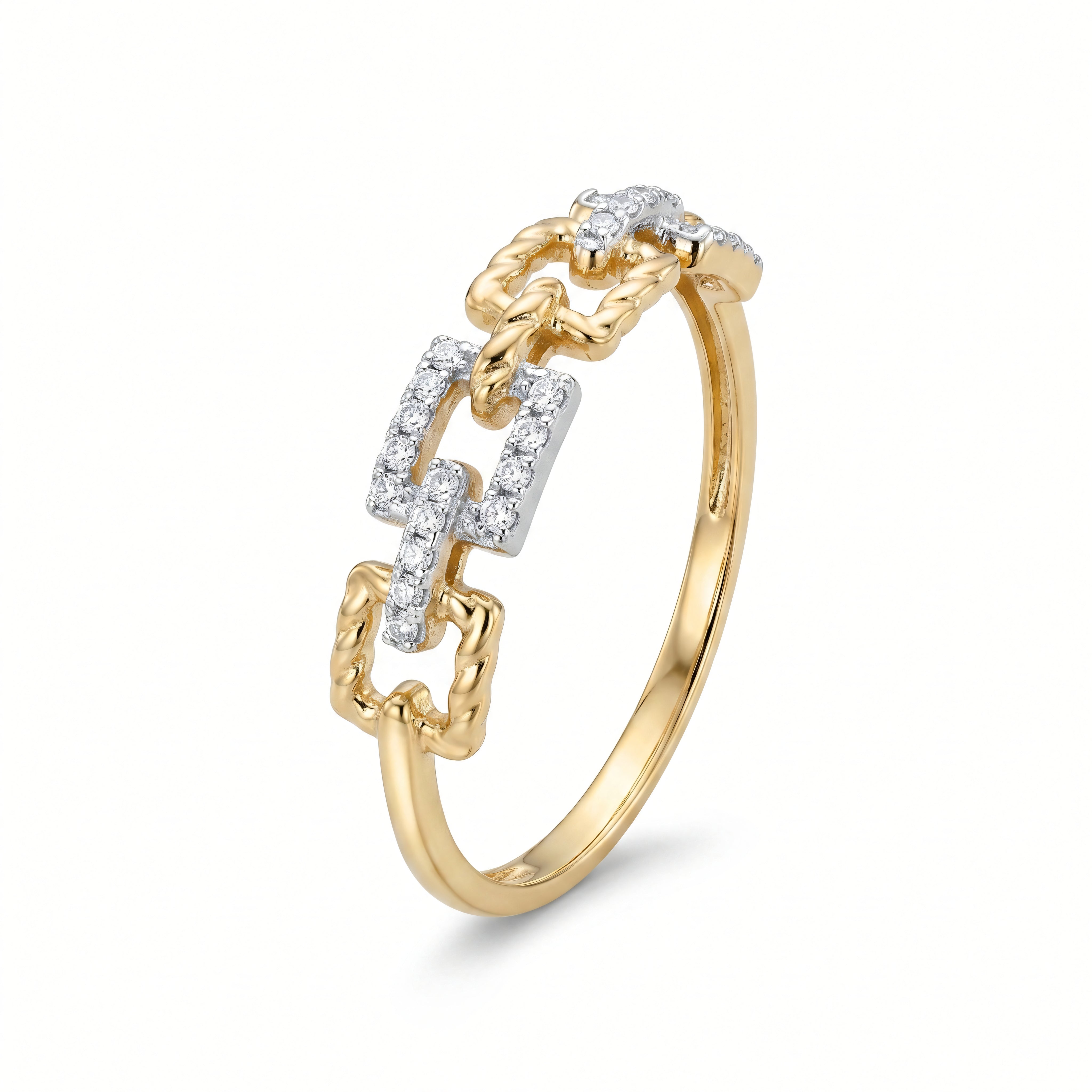 Ring 585 Gelbgold Brillanten Pavé 4-Eck-Muster | Splendido Schmuck
