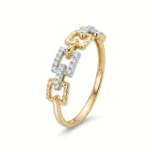 Ring 585 Gelbgold Brillanten Pavé 4-Eck-Muster | Splendido Schmuck