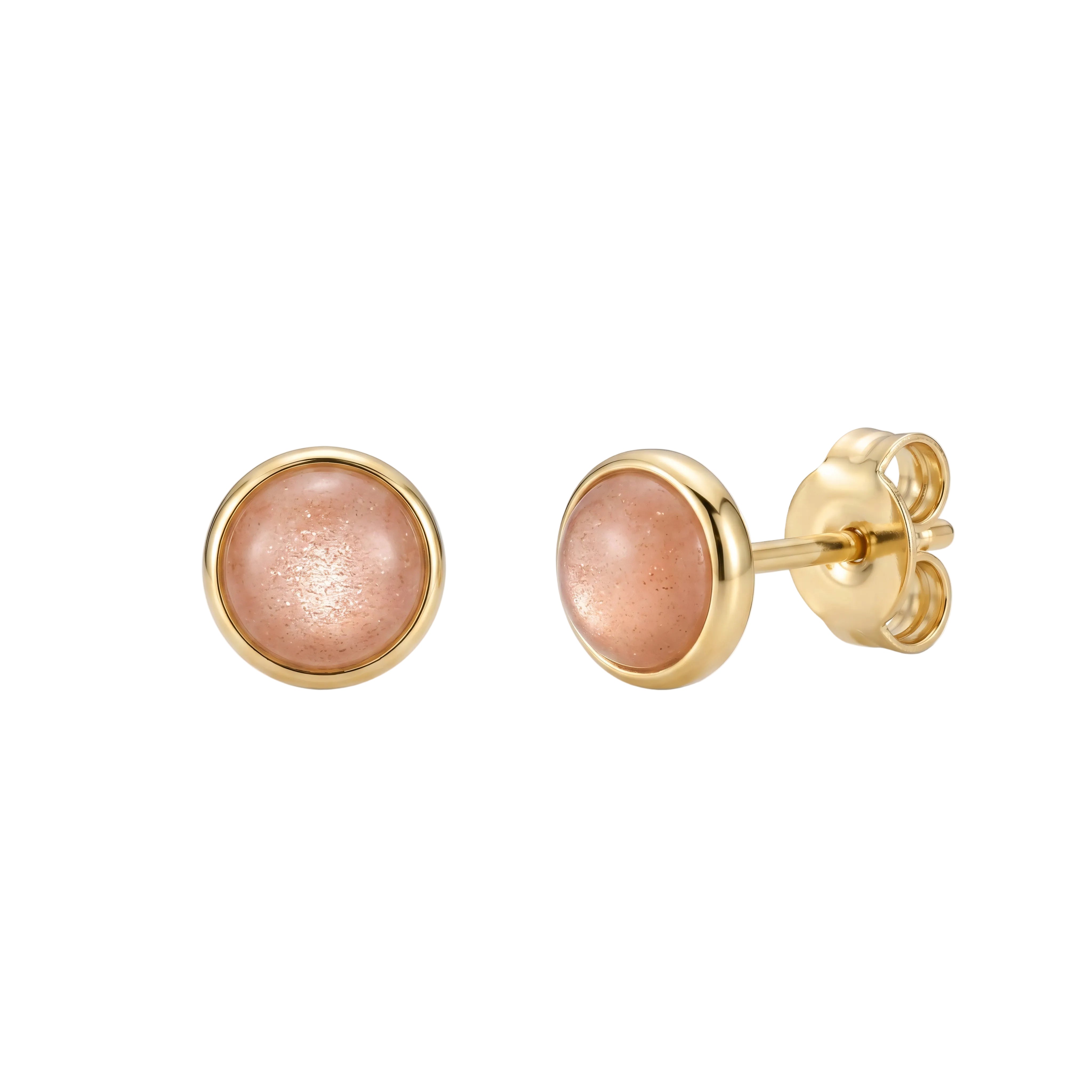 Ohrstecker 585 Gelbgold Pfirsich-Mondstein Cabochon | Splendido Schmuck