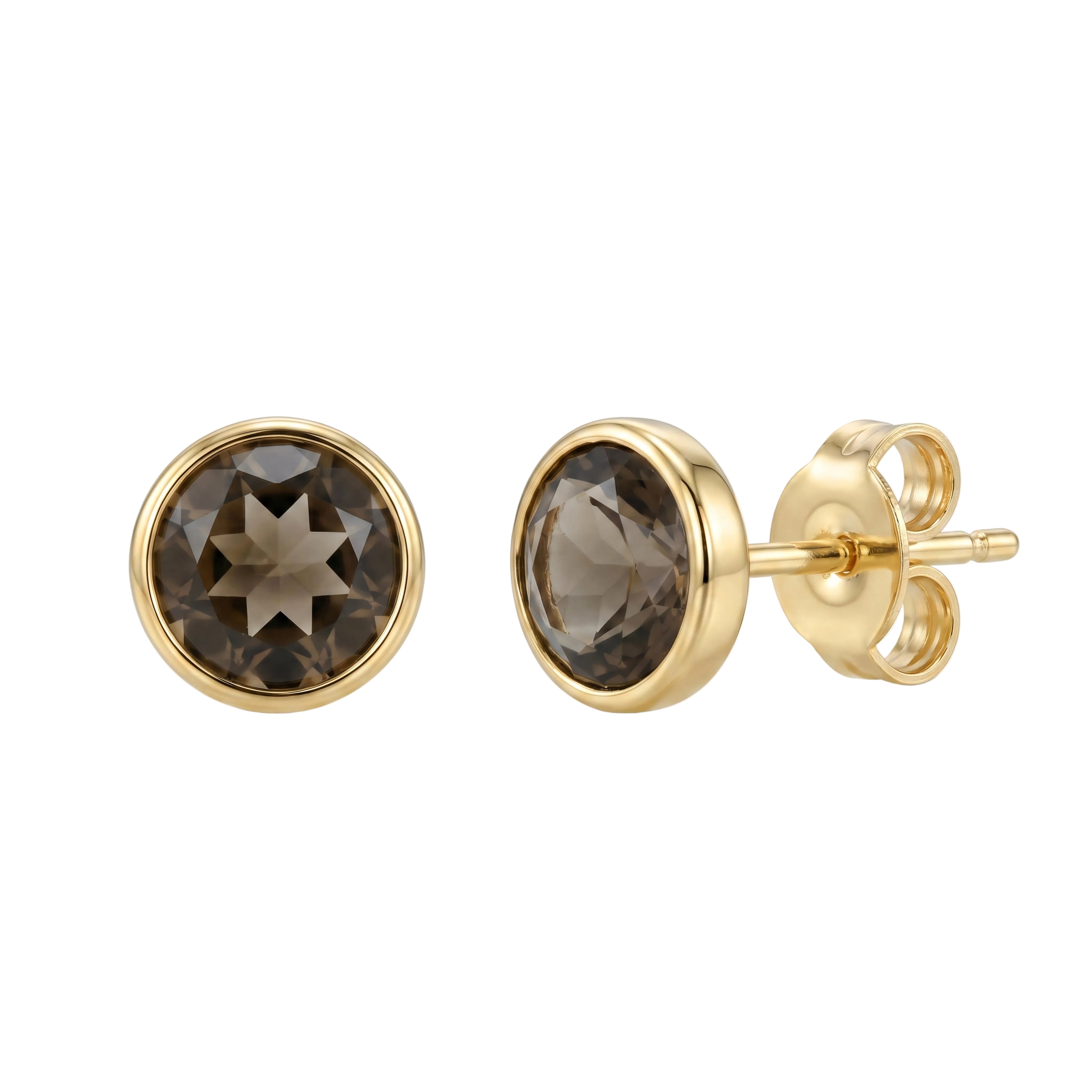 Ohrstecker 585 Gelbgold Rauchquarz facettiert – Splendido – product photo