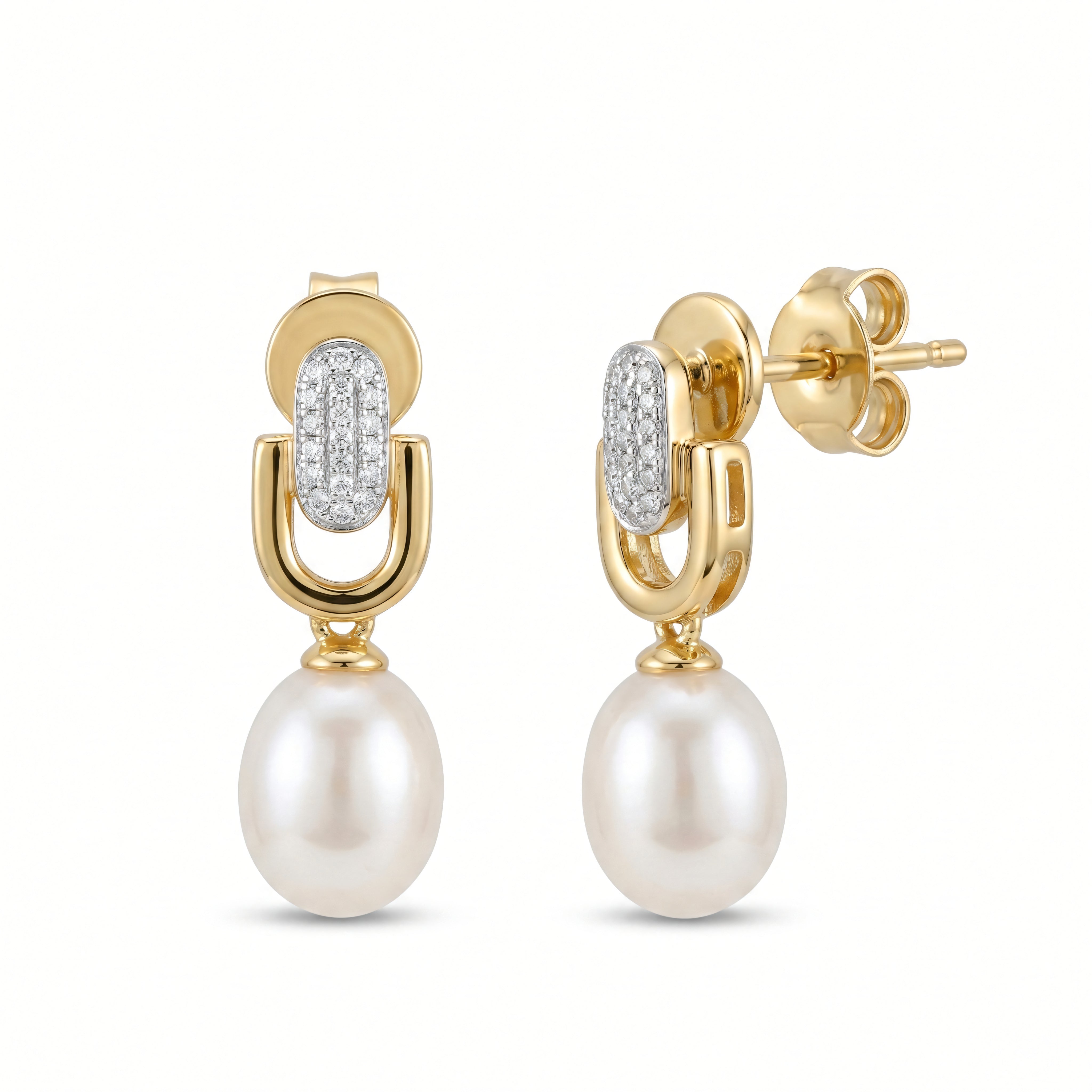 Ohrstecker 585 Gelbgold Süßwasserperle Brillanten | Splendido Schmuck