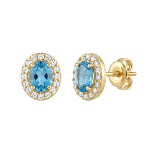 Ohrstecker 585 Gelbgold London Blue Topas Brillanten 0,18 ct | Splendido Schmuck