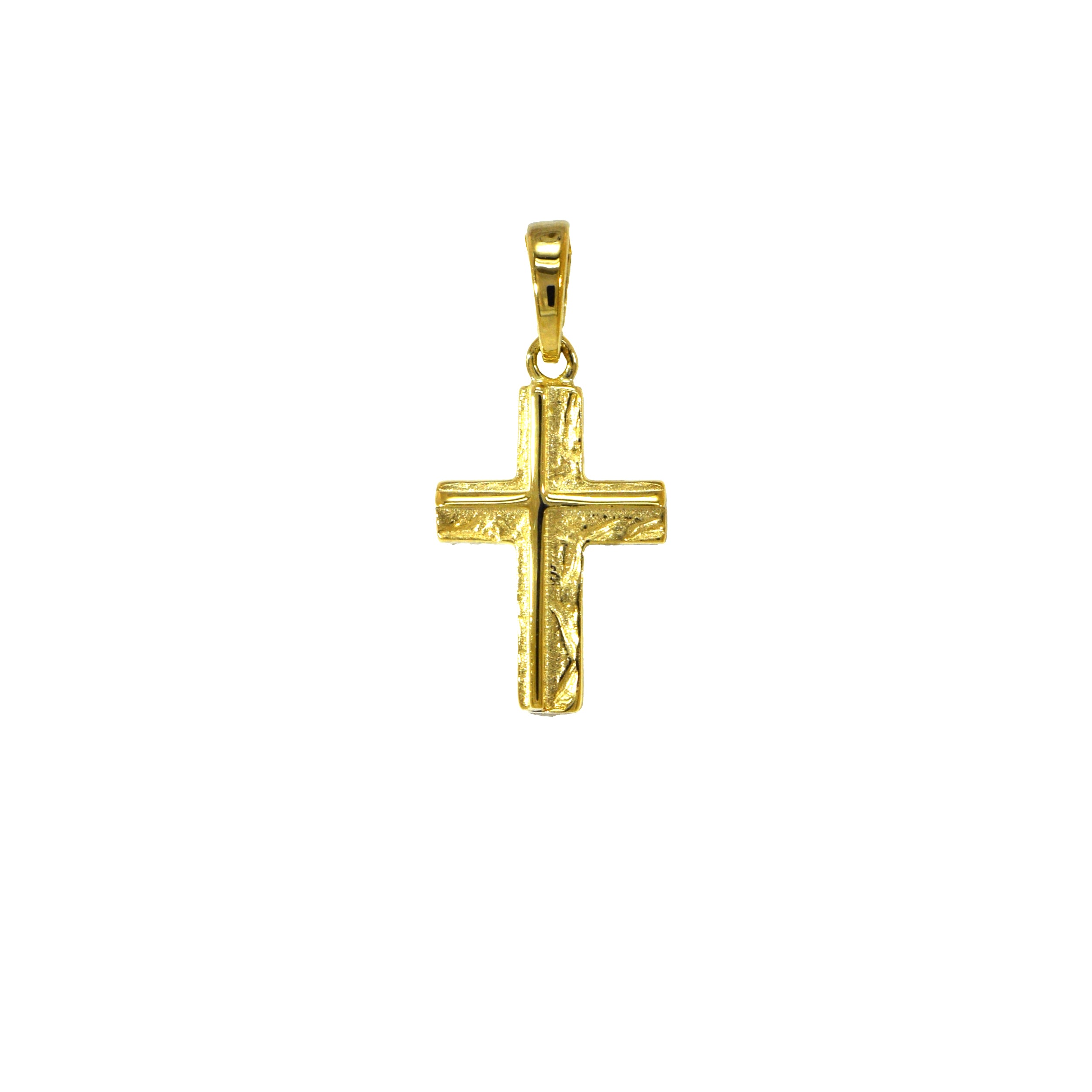 Anhänger 585 Gelbgold Kreuz strukturiert | Splendido Schmuck