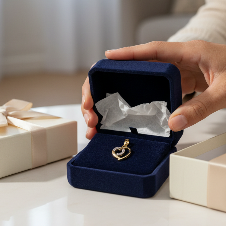 Anhänger 585 Gelbgold Herz Zirkonia asymmetrisch – Splendido – porté au cou