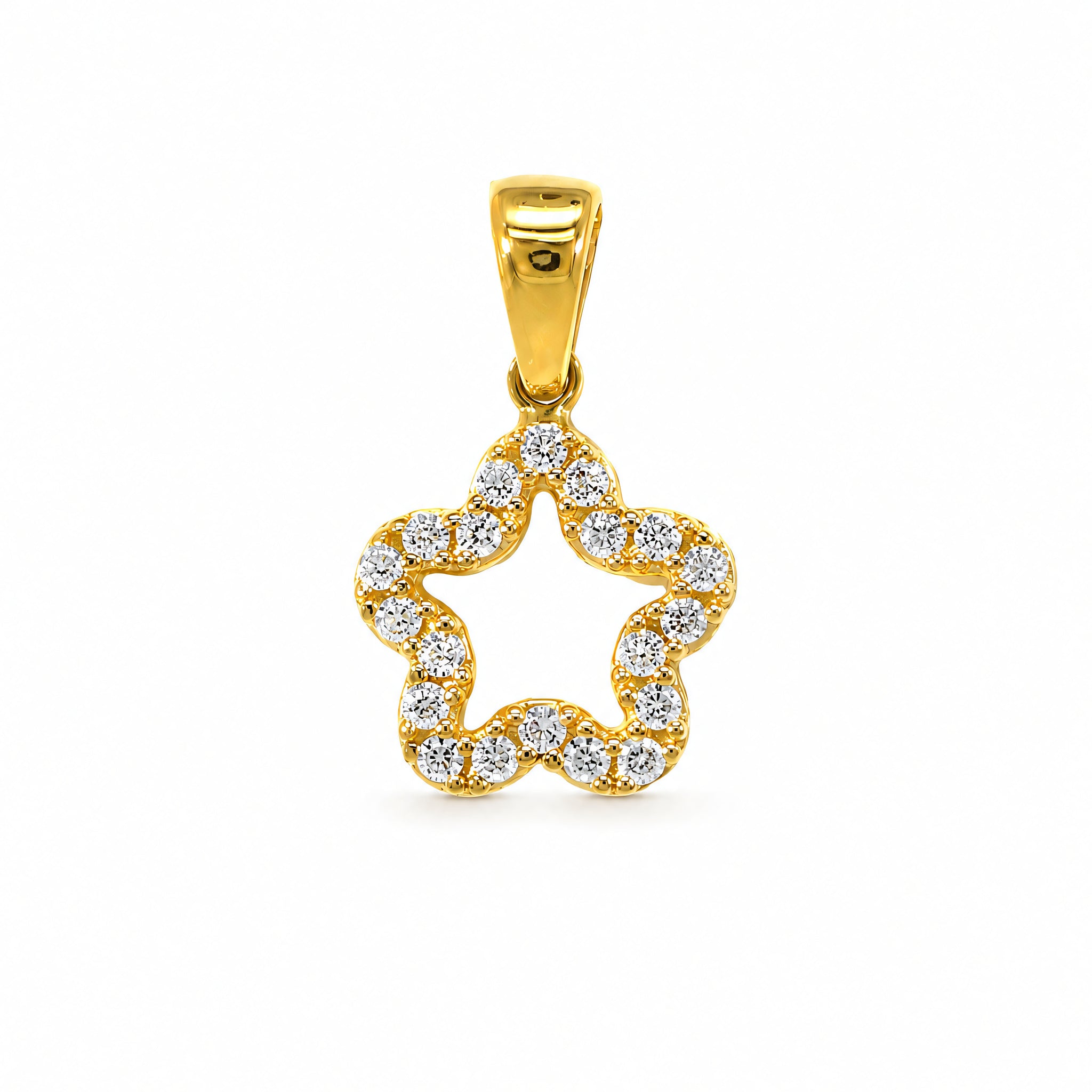 Anhänger 585 Gelbgold Stern Zirkonia Wellenform | Splendido Schmuck