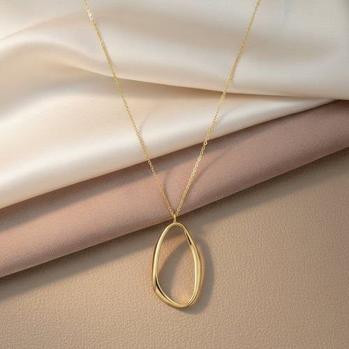 Halskette 585 Gelbgold offener Oval-Anhänger | Splendido Schmuck