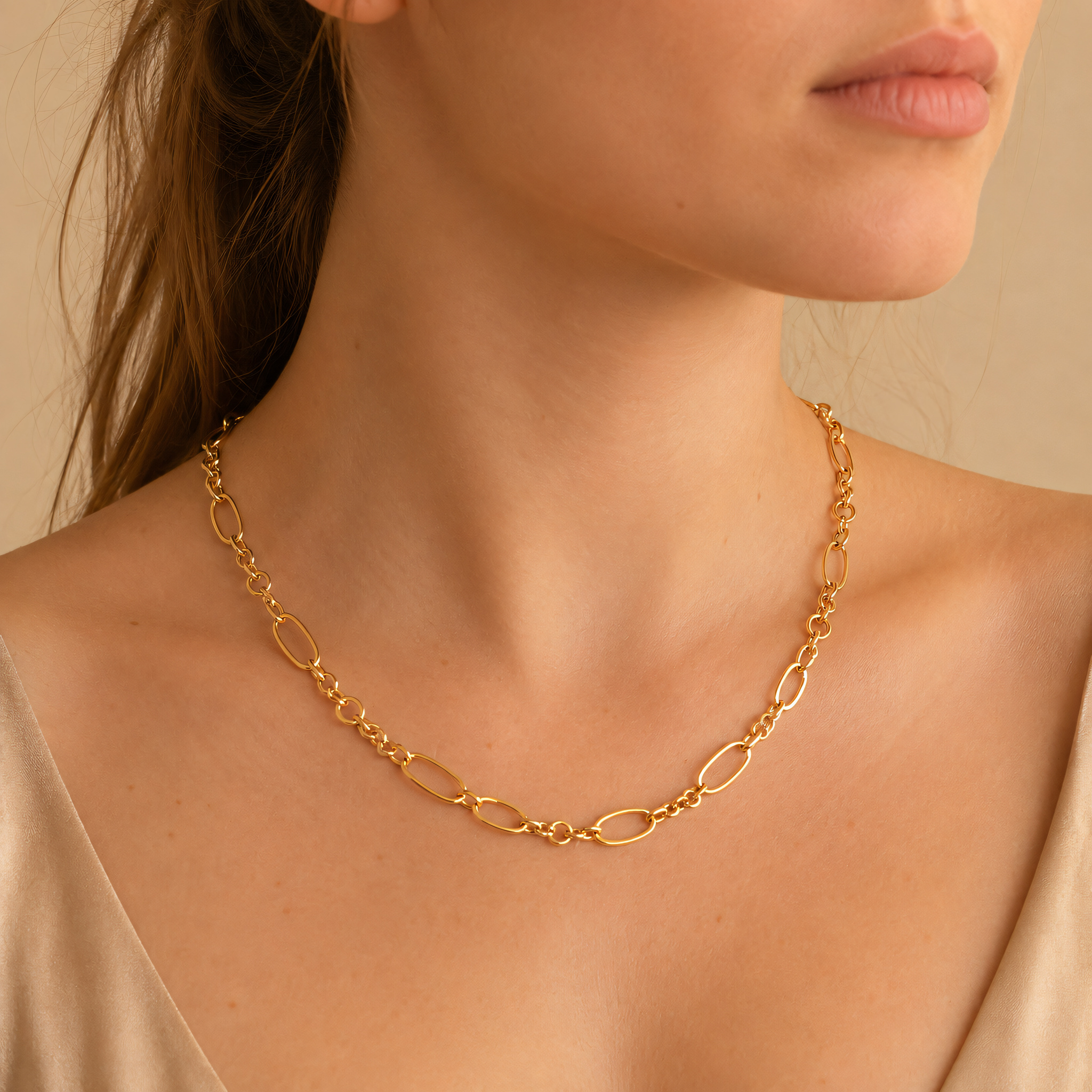 Halskette 585 Gelbgold Fantasiekette – Splendido – détail macro