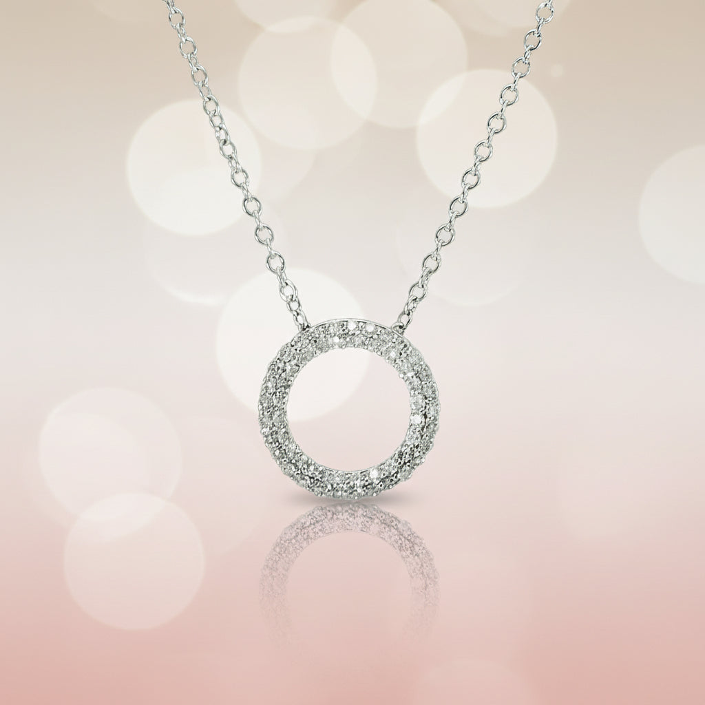 14 Karat Goldkette Mit Rundem Brillantenanhänger Vollständig Pavé Gefasst Für Alltag Und Festliche Anlässe