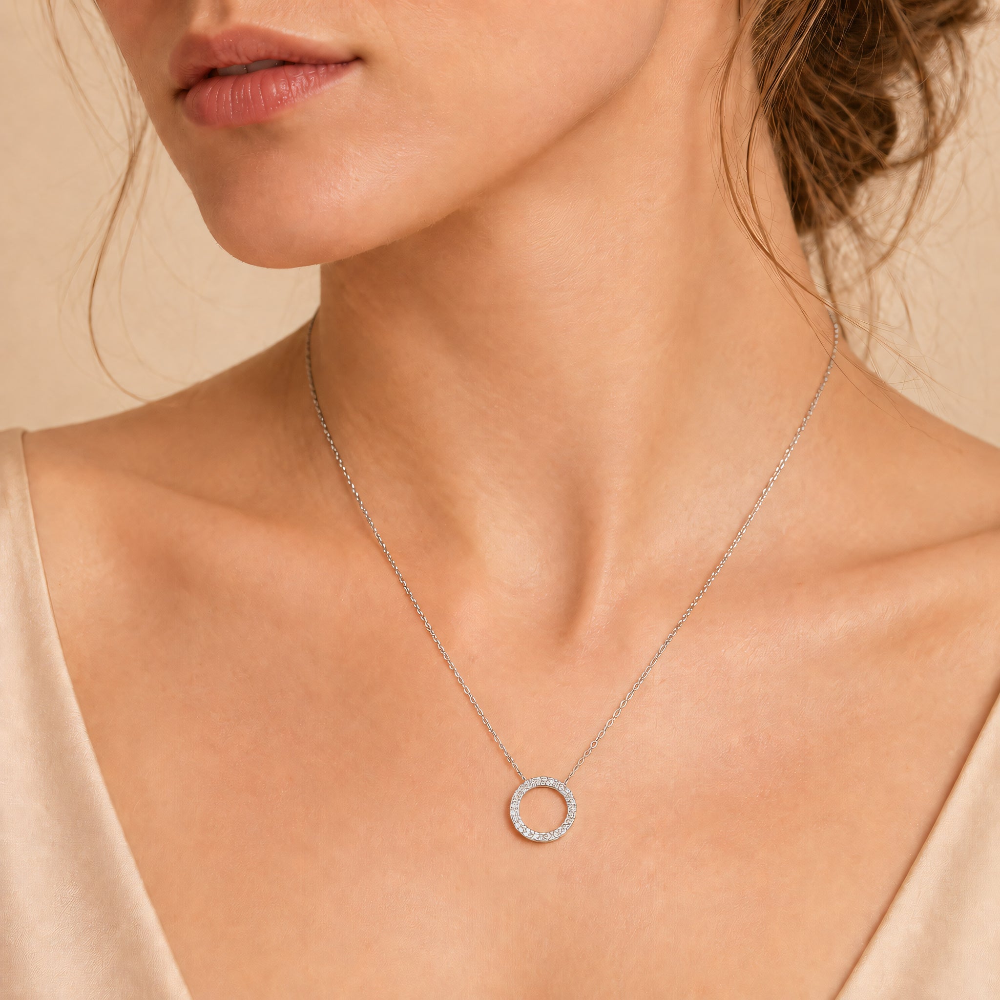 Halskette 585 Gold Brillanten Pavé Rundanhänger | Splendido Schmuck