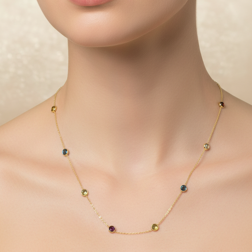 Goldkette 14Kt. mit Edelsteine