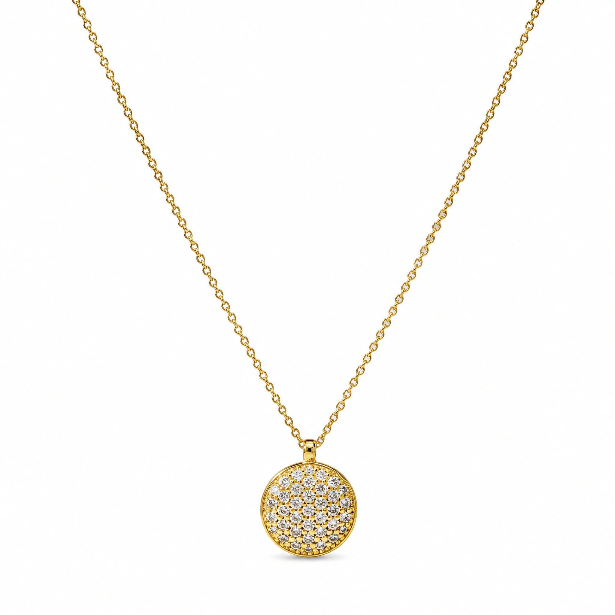 Halskette 585 Gelbgold Zirkonia Pavé Vollbesatz Rund | Splendido Schmuck