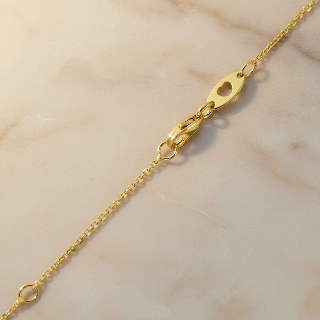 14Kt Gelbgold Goldkette Zirkonia Hängeschnitzereien