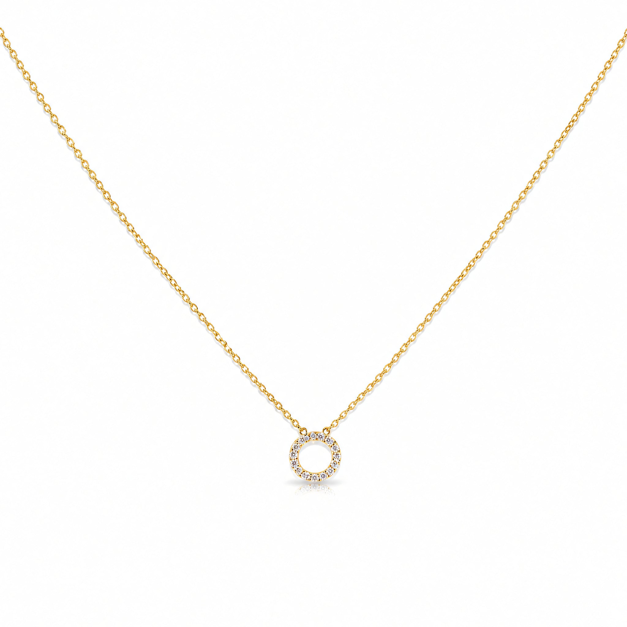 Halskette 585 Gold Zirkonia Pavé Rundanhänger | Splendido Schmuck