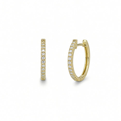 Ohrringe 585 Gelbgold Brillant Creolen Linienbesatz | Splendido Schmuck