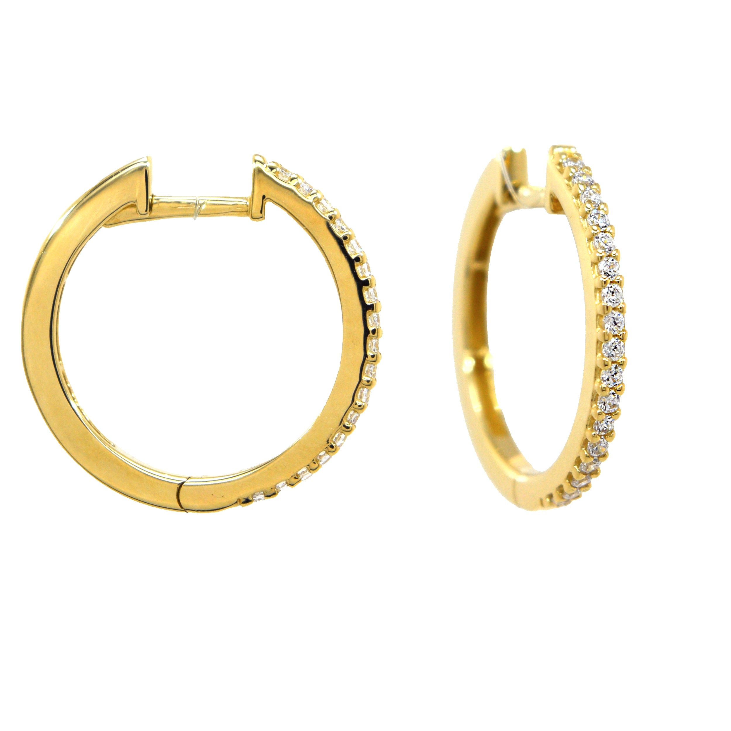 Creolen 585 Gold Zirkonia einreihig – Splendido – aan het oor gedragen