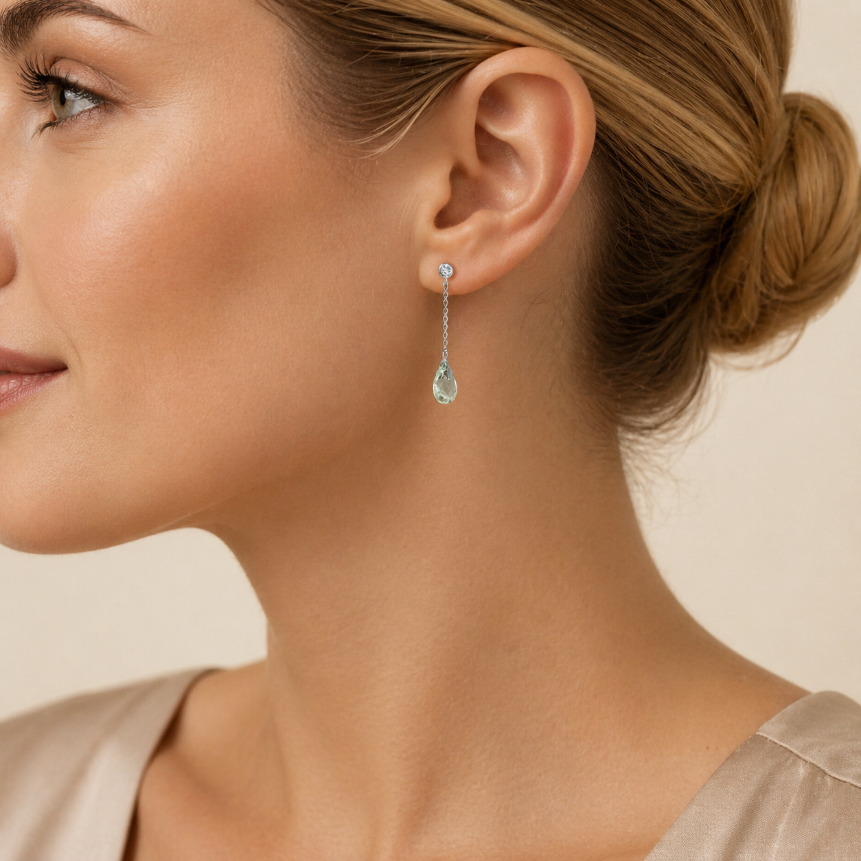 Ohrstecker 585 Weißgold Amethyst grün Tropfen Zirkonia | Splendido Schmuck