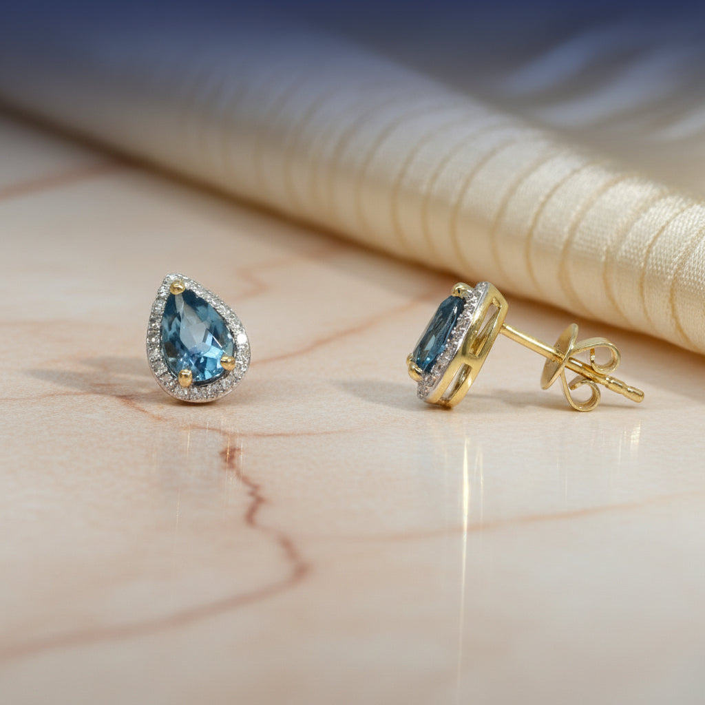 Goldohrstecker 14Kt. mit London Blue und Brillant Goldohrstecker-14Kt-mit-London-Blue-und-Brillant-GGstecO71lon-0329-52302034272587