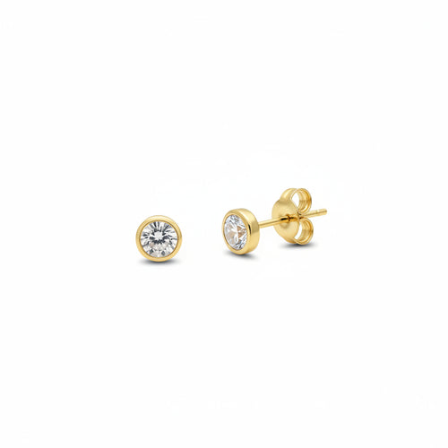 Ohrstecker 585 Gold Zirkonia Zargen dreifarbig | Splendido Schmuck