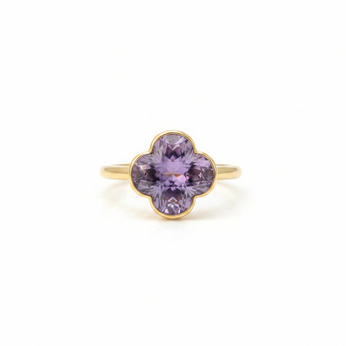 Ring 585 Gelbgold Amethyst Kleeblatt Solitär | Splendido Schmuck