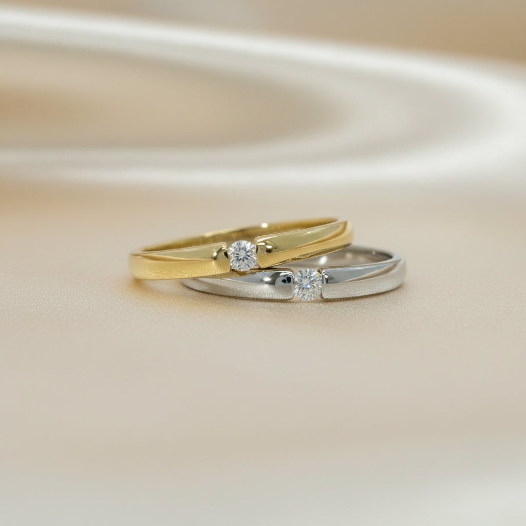 14Kt Goldring Mit Brillant 0,05 Ct Gelbgold Oder Weißgold Minimalistischer Verlobungsring