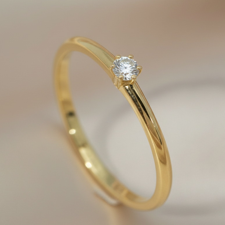 Ring 585 Gold Brillant 0,08 ct Solitär – Splendido – aan de vinger gedragen
