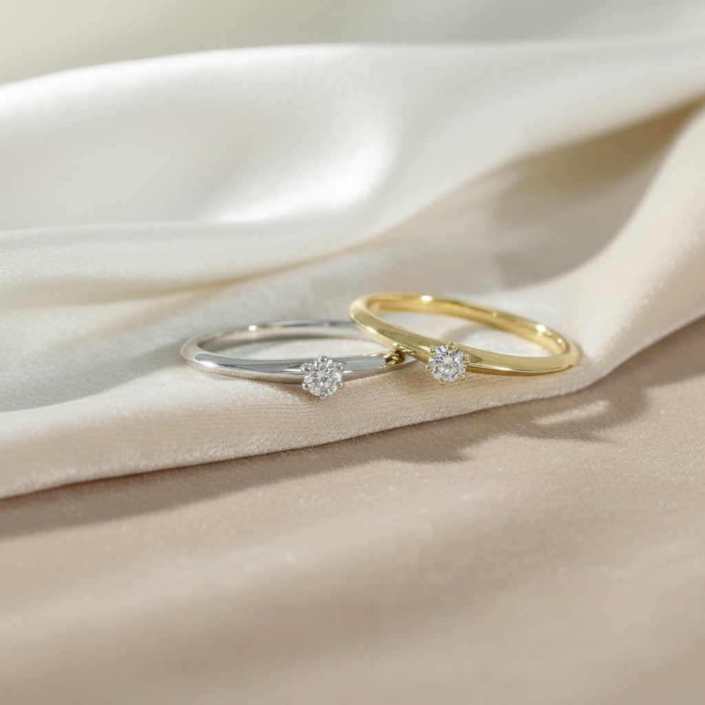 14Kt Goldring Solitärring Mit Brillant 0,08 Ct