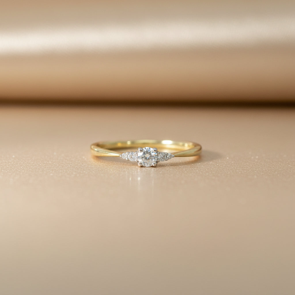 14Kt Goldring Mit Brillanten 0,15 Ct Mehrsteinring