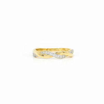 Ring 585 Gelbgold Zirkonia geflochtenes Muster | Splendido Schmuck